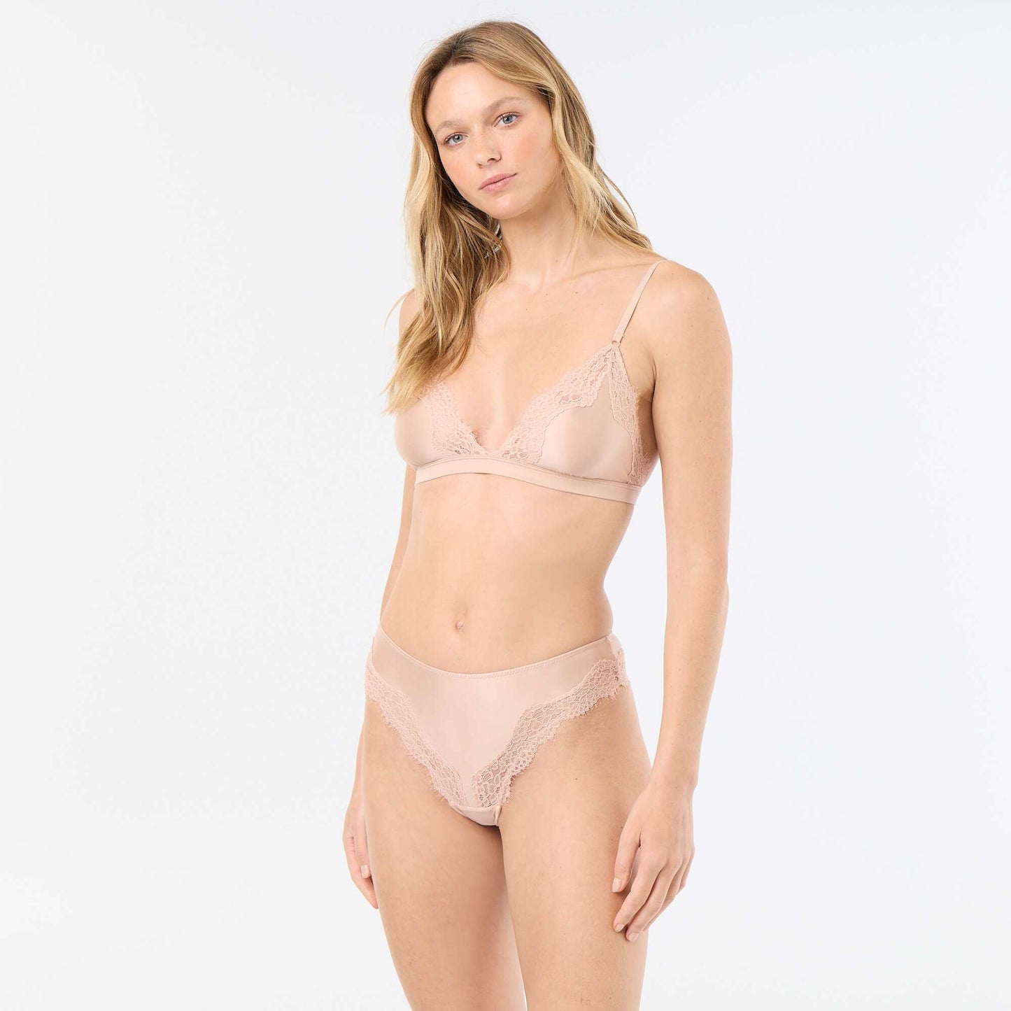 Satiny Microfiber and Lace Tanga PINK