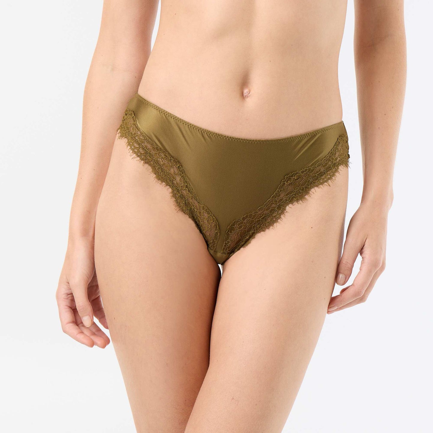 Satiny Microfiber and Lace Tanga GREEN