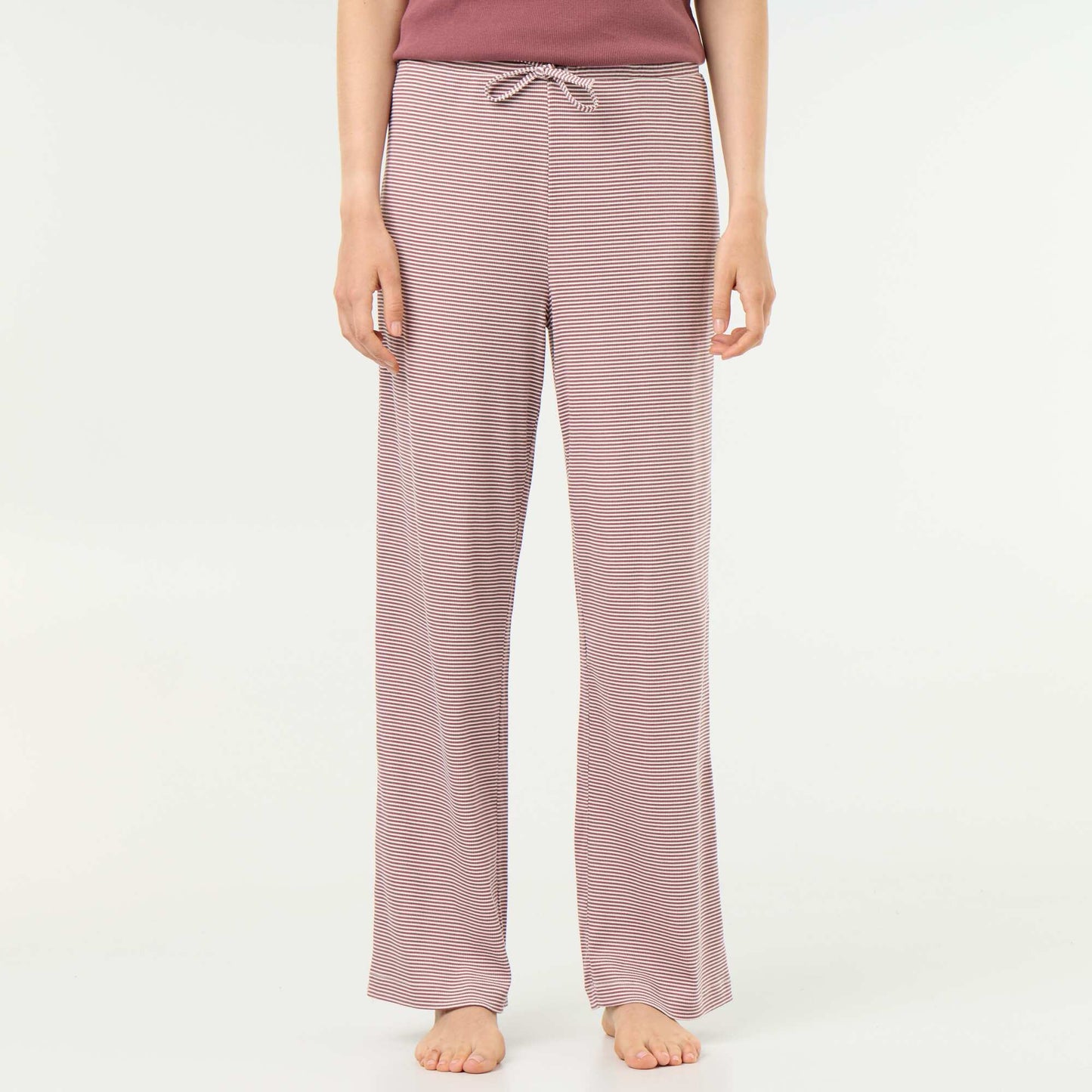 Ribbed Knit Pajama Pants LIGHT BROWN
