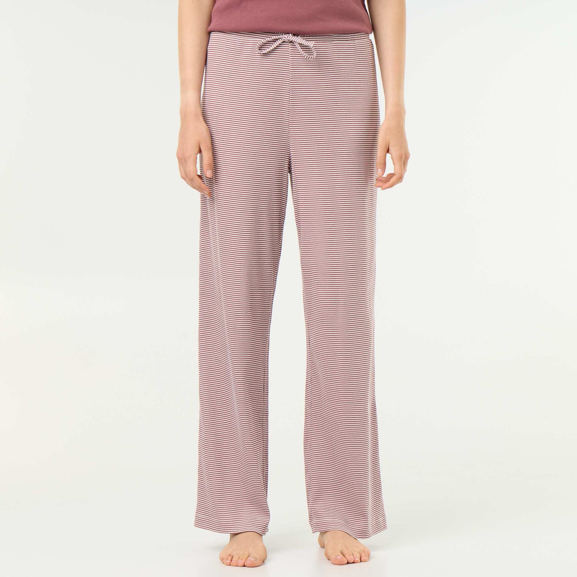 Ribbed Knit Pajama Pants LIGHT BROWN