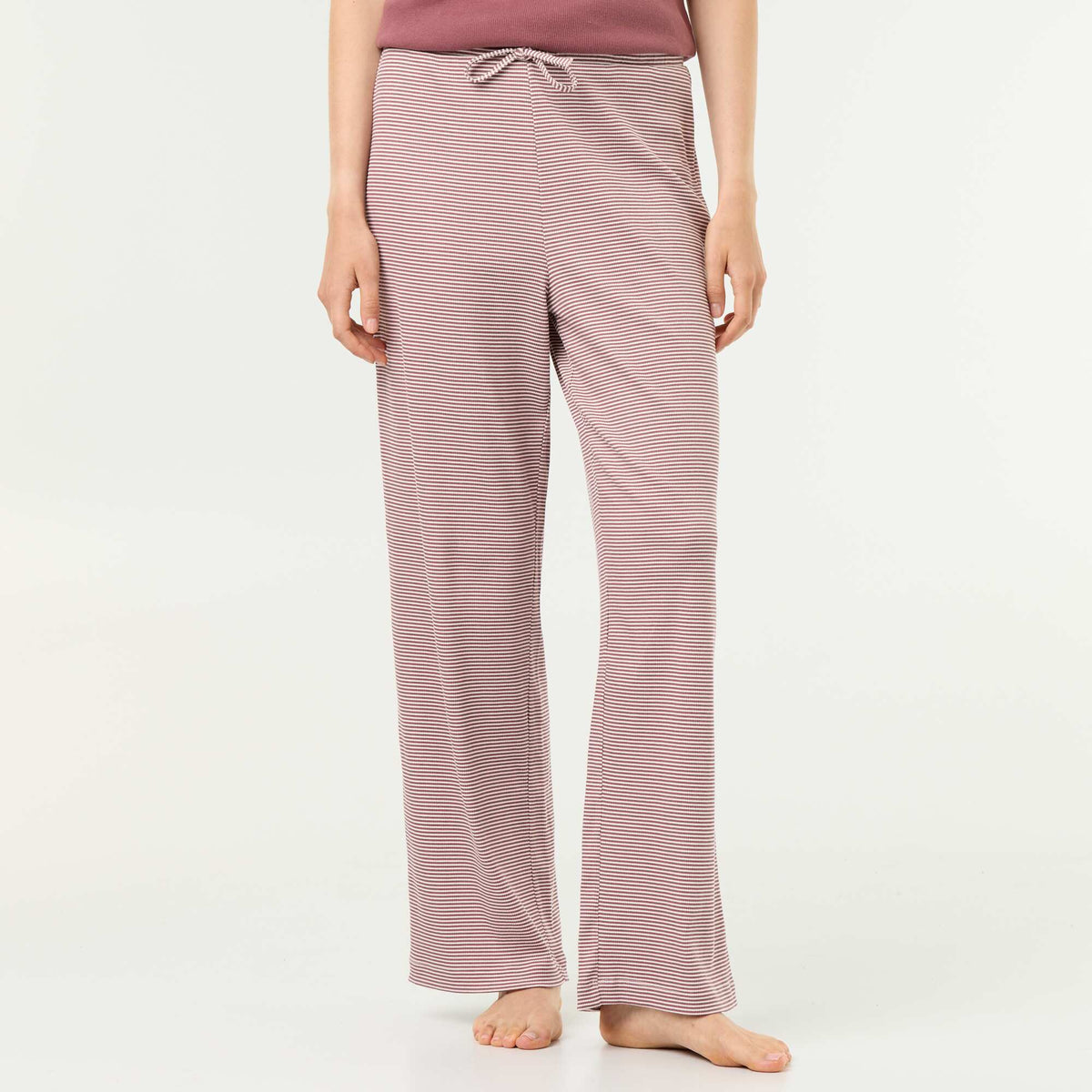 Ribbed Knit Pajama Pants LIGHT BROWN