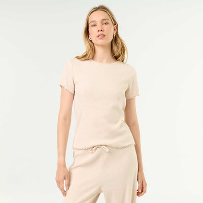 Ribbed Pyjama T-Shirt BEIGE