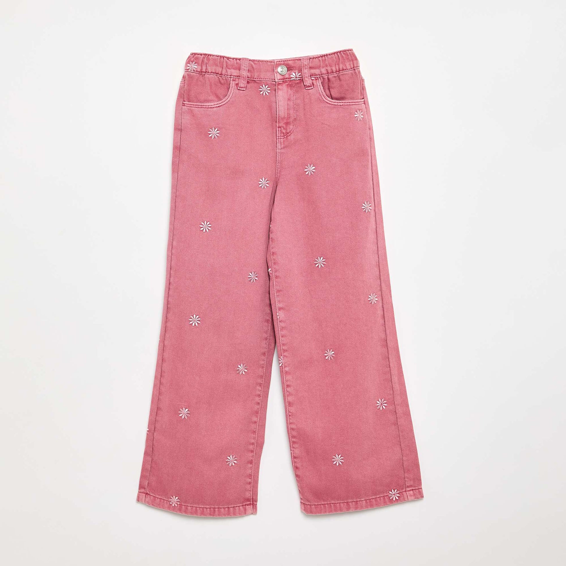 Embroidered Denim Pants PINK