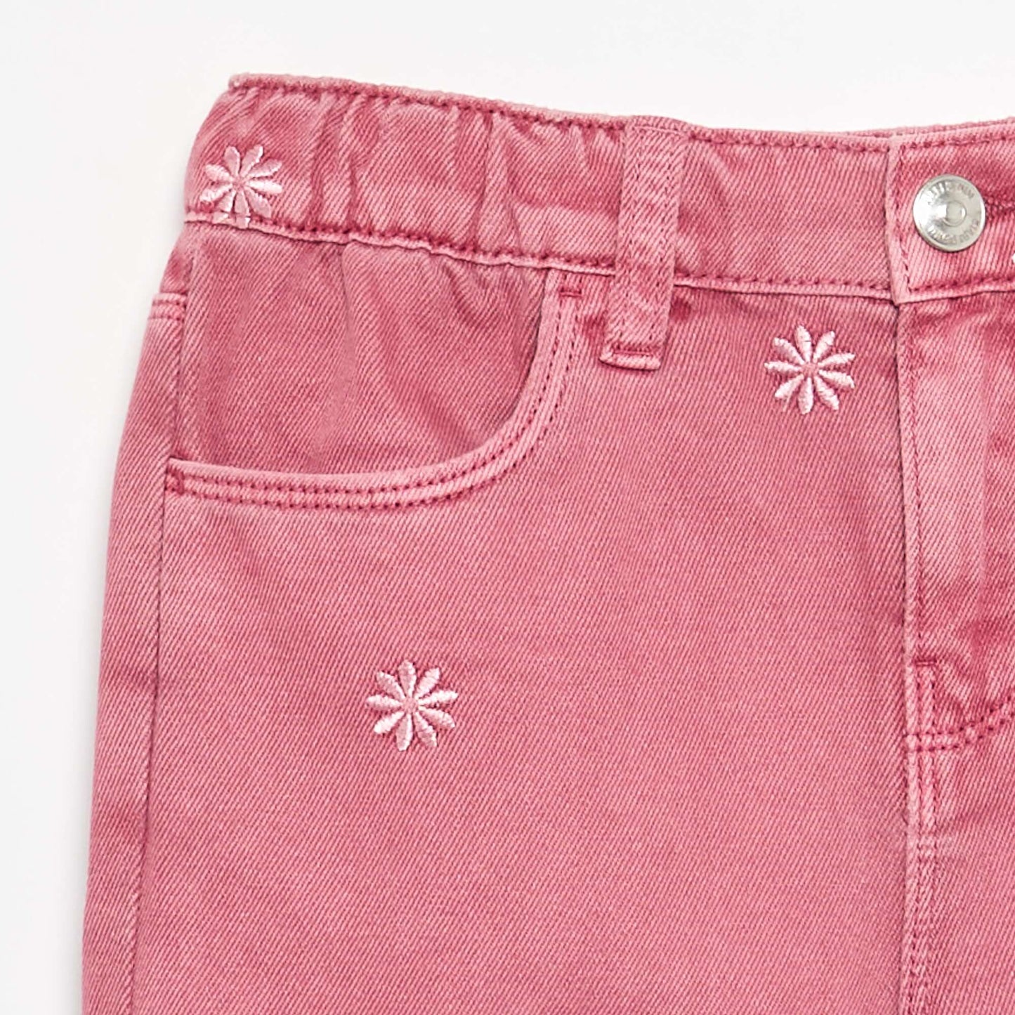 Embroidered Denim Pants PINK