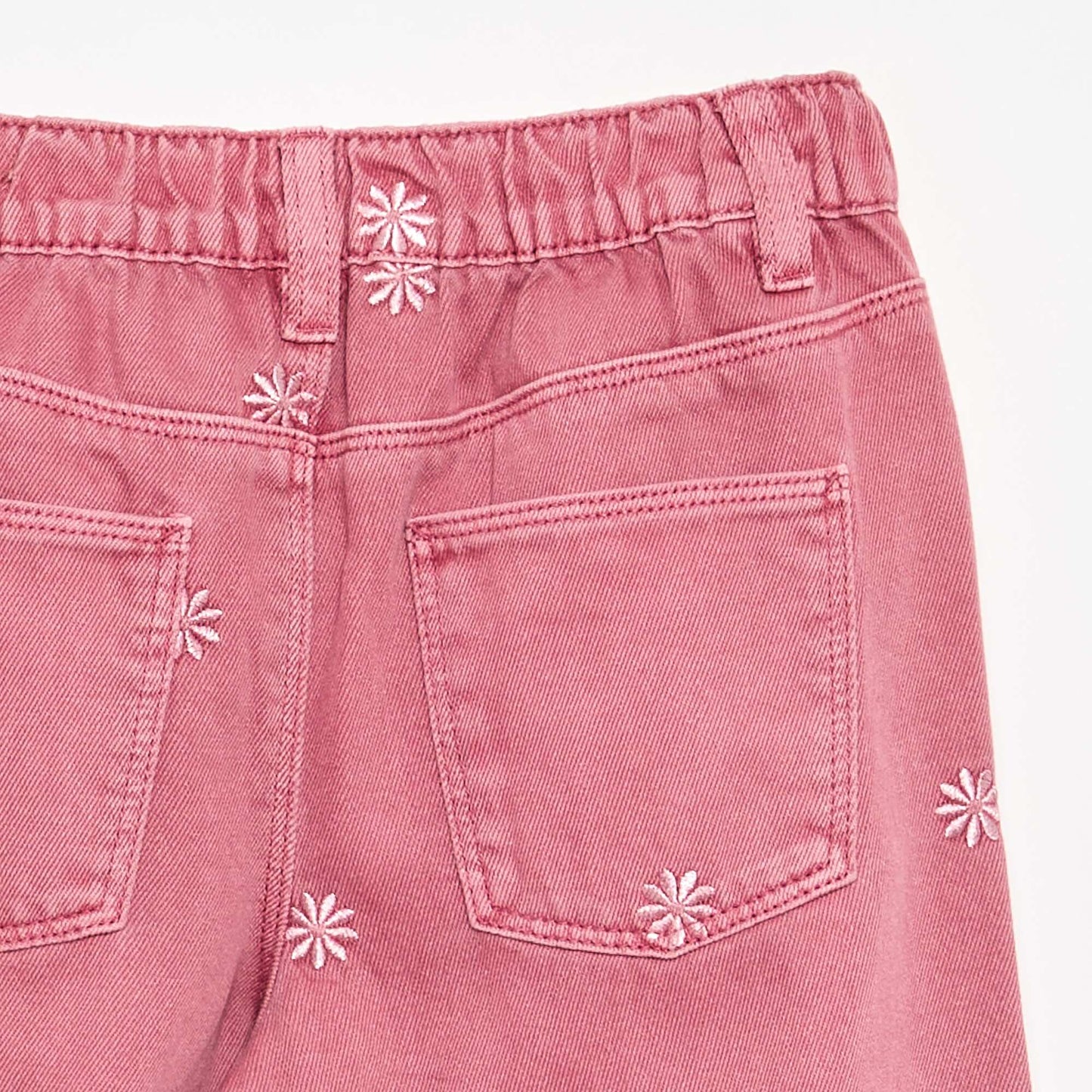 Embroidered Denim Pants PINK