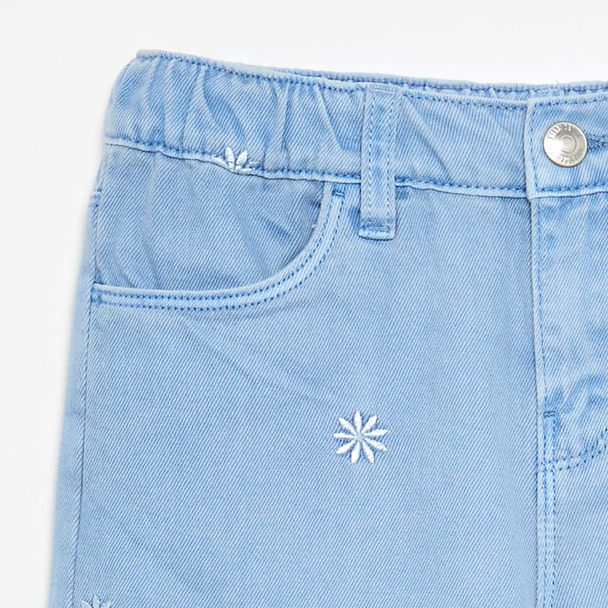 Embroidered Denim Pants BLUE