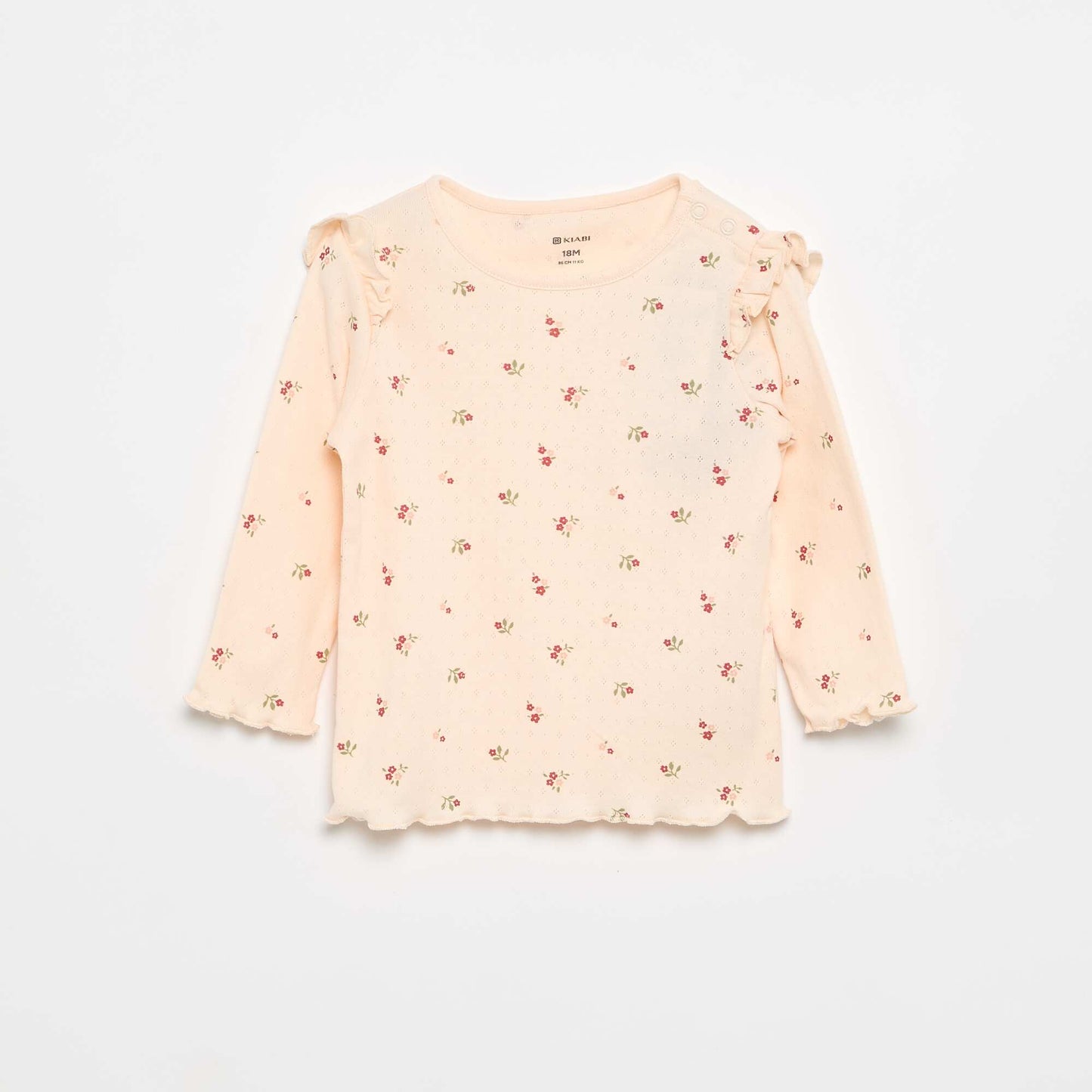 Pointelle knit T-shirt + trousers - 2-piece set PINK