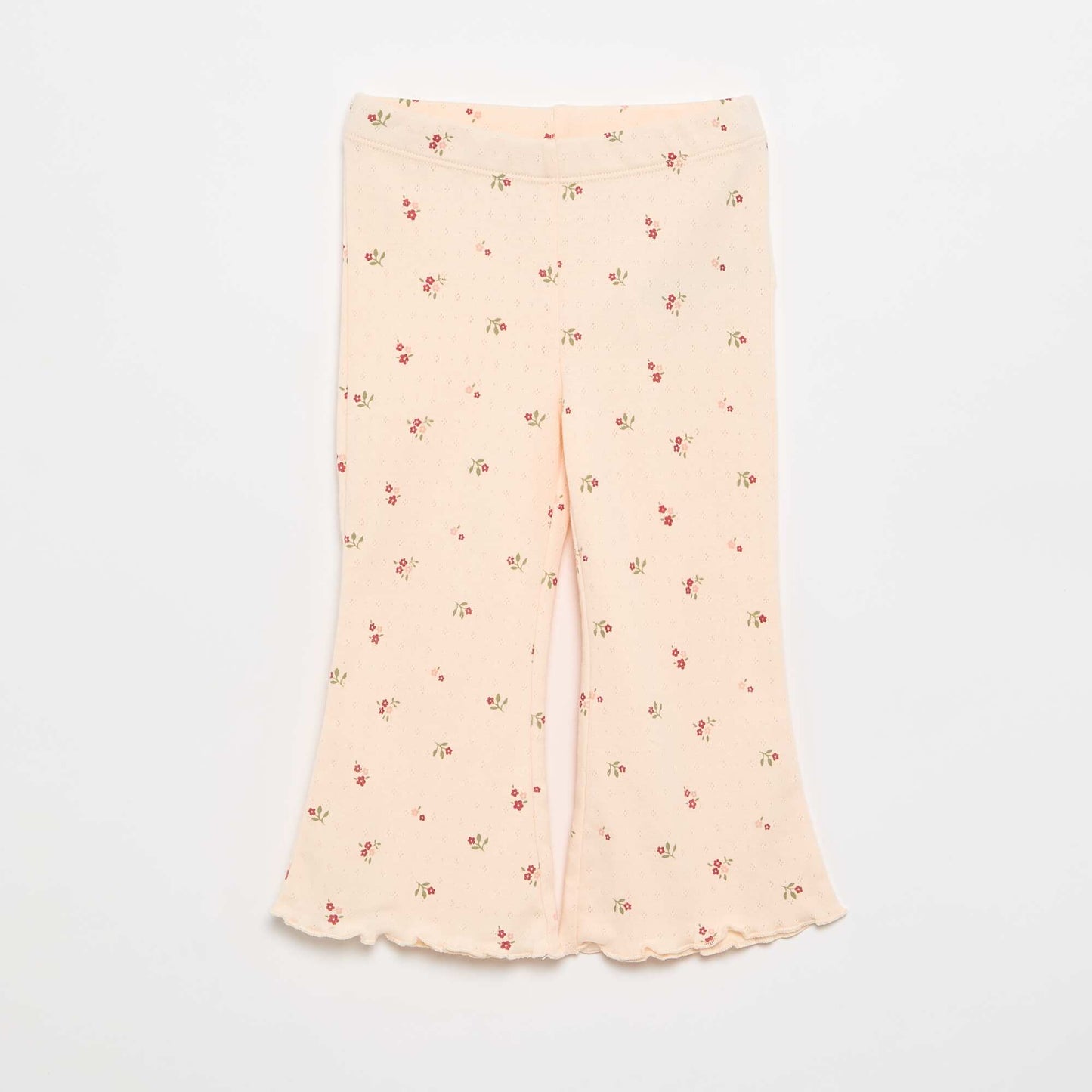 Pointelle knit T-shirt + trousers - 2-piece set PINK