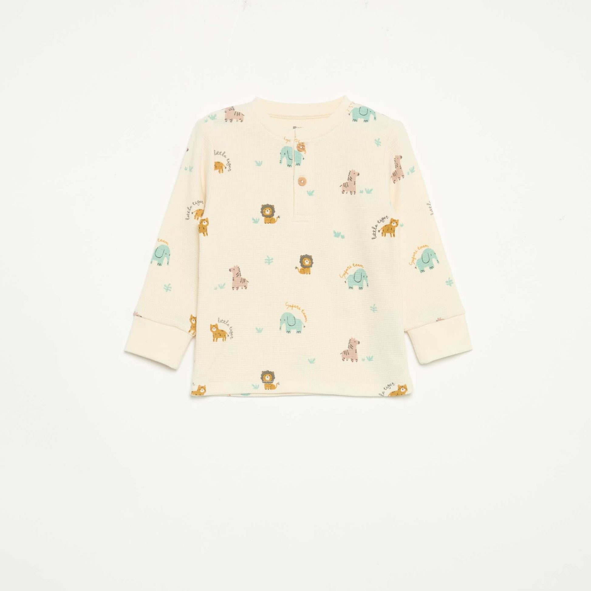 2-piece pajamas - Long-sleeved T-shirt + pants BEIGE