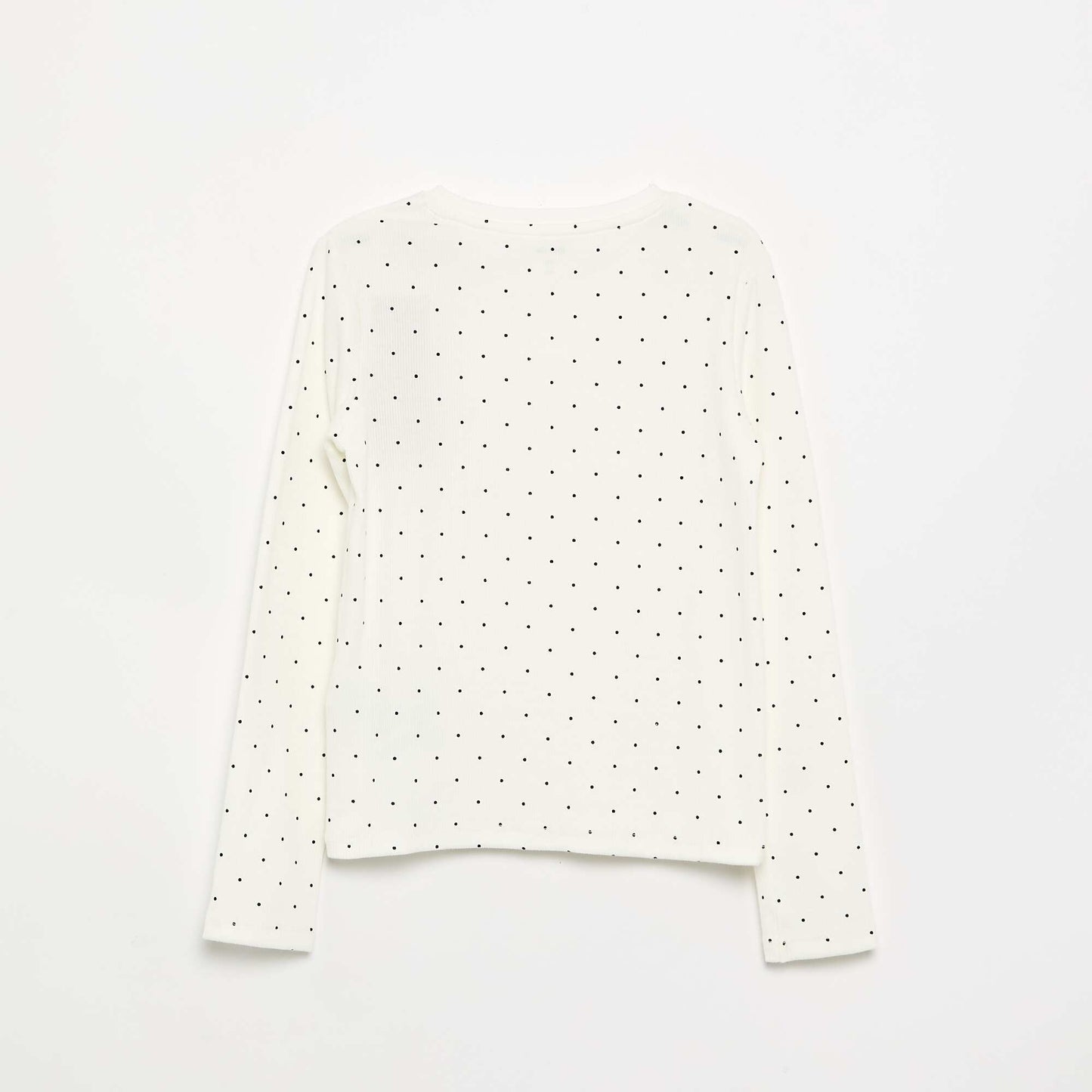Long-sleeved ribbed knit T-shirt WHITE