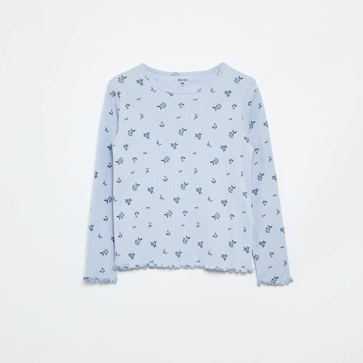 Long Pointelle Knit Pajama Set - 2 Pieces BLUE
