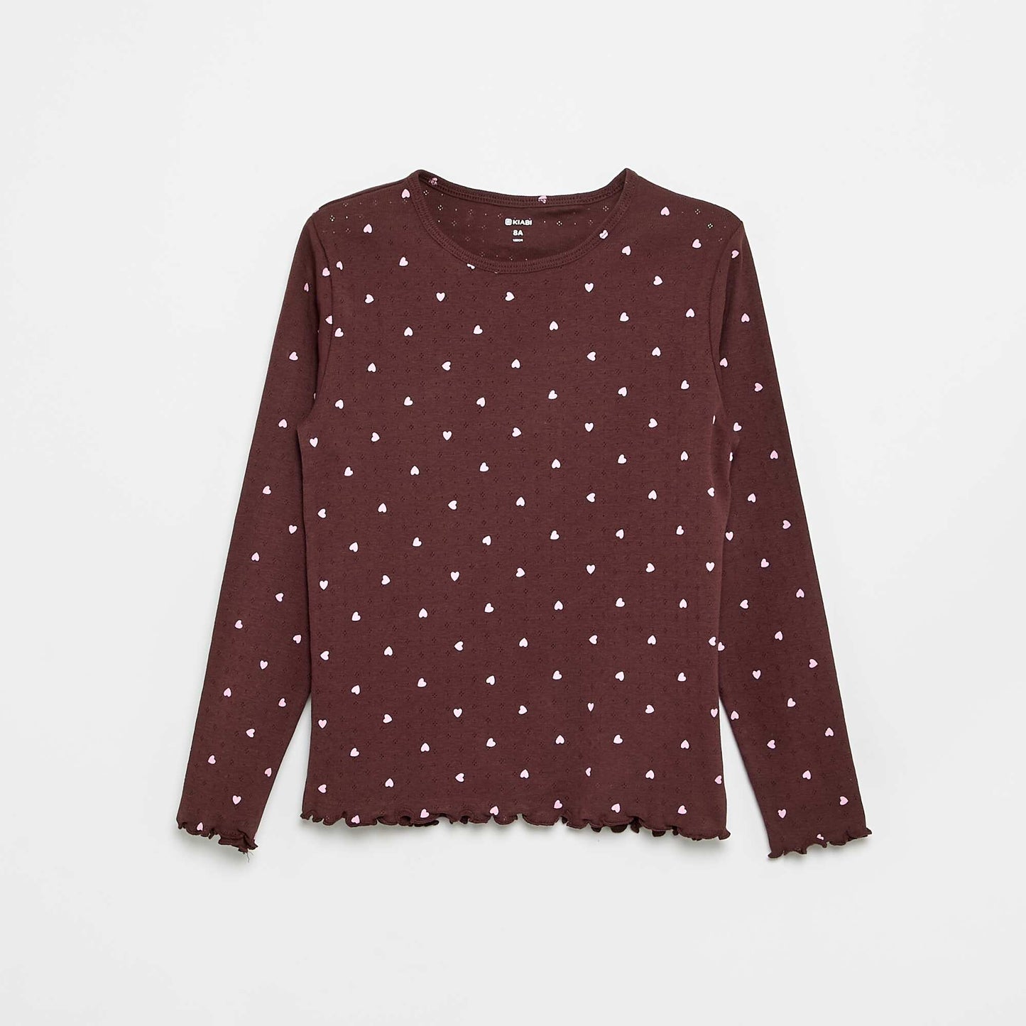 Long Pointelle Knit Pajama Set - 2 Pieces BROWN