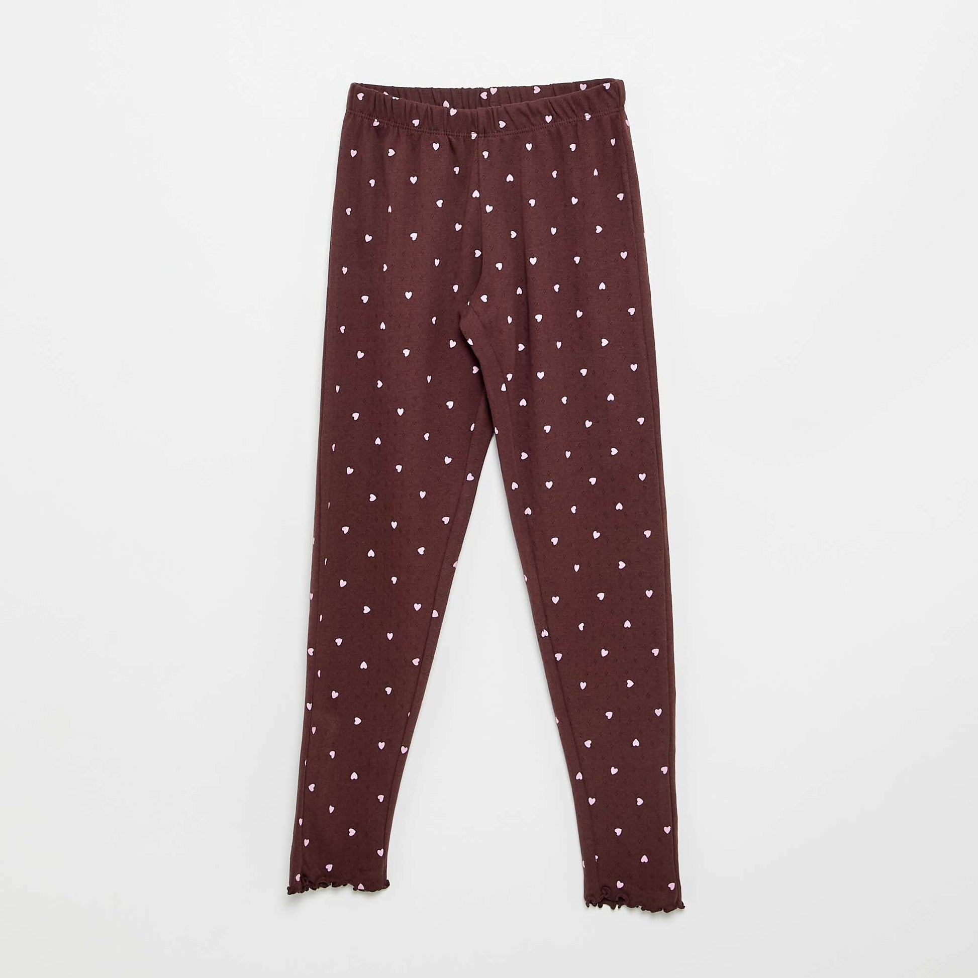 Long Pointelle Knit Pajama Set - 2 Pieces BROWN