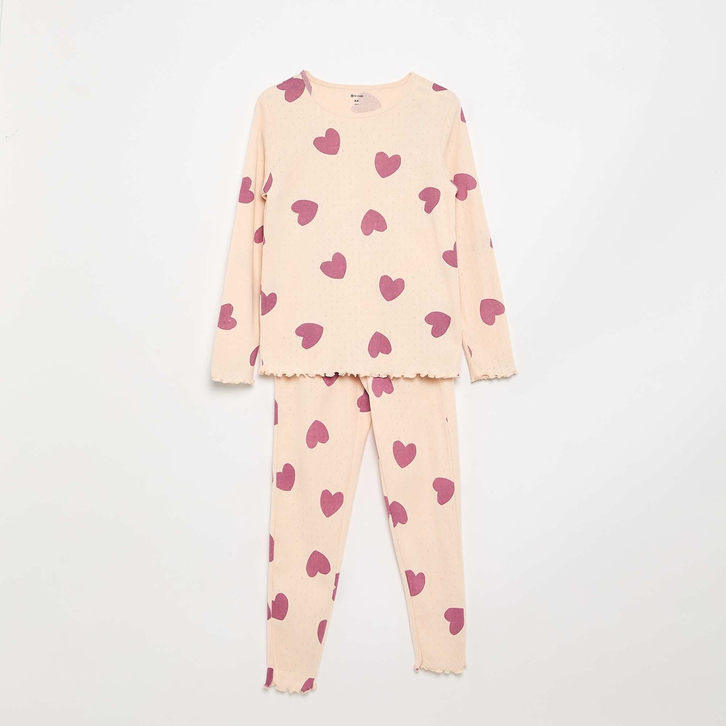 Long Pointelle Knit Pajama Set - 2 Pieces PINK