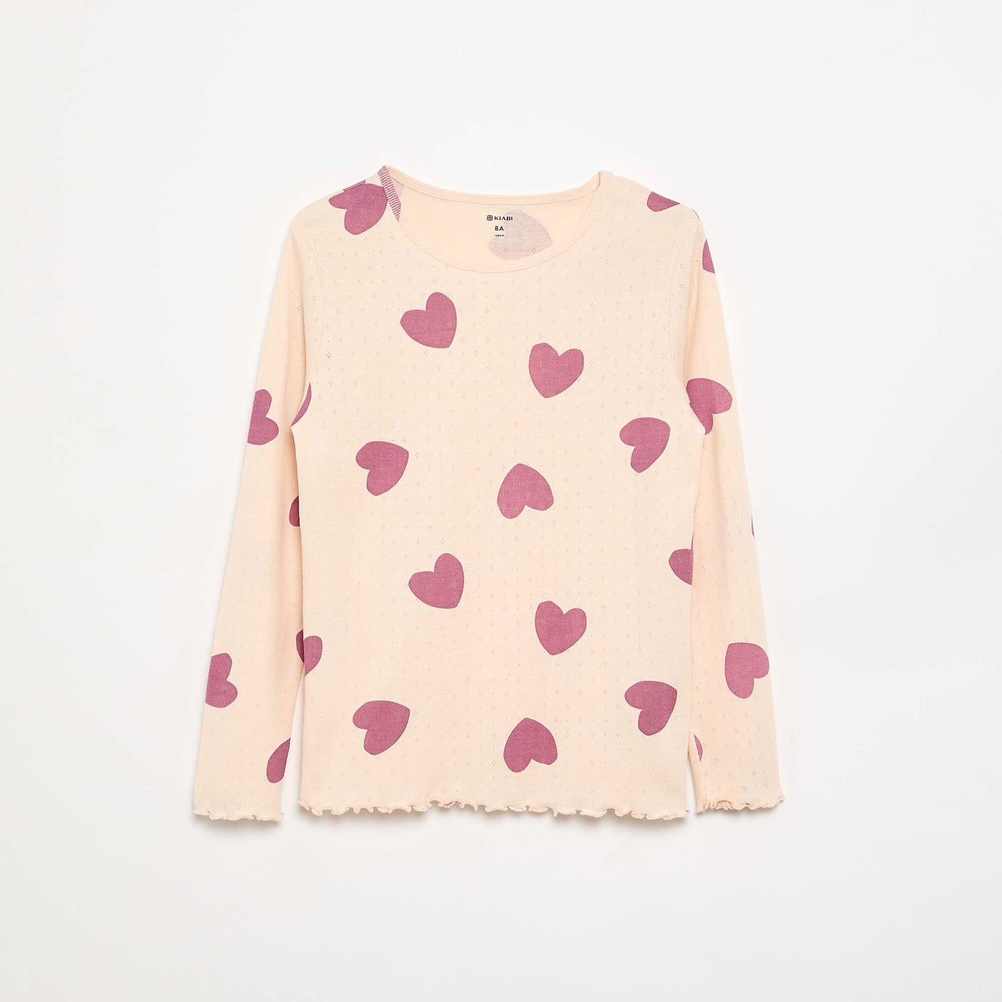 Long Pointelle Knit Pajama Set - 2 Pieces PINK