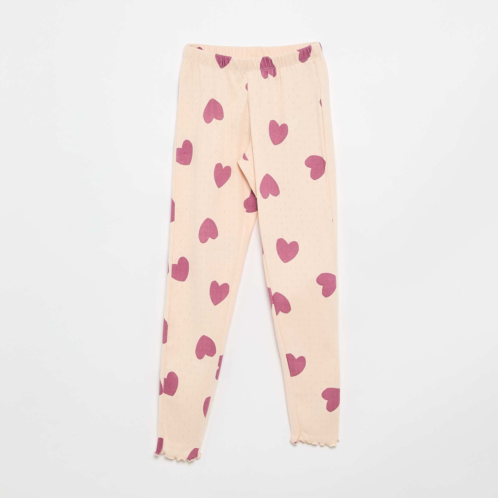 Long Pointelle Knit Pajama Set - 2 Pieces PINK