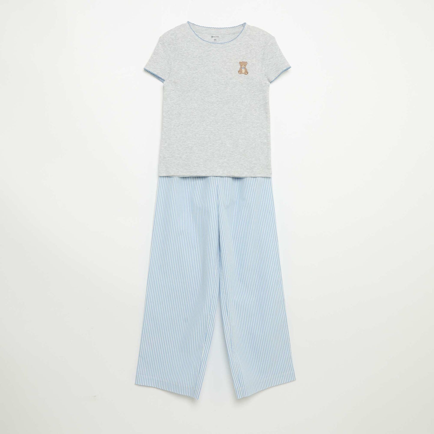 2-Piece Pajamas - Short-Sleeved T-shirt + Striped Pants BLUE