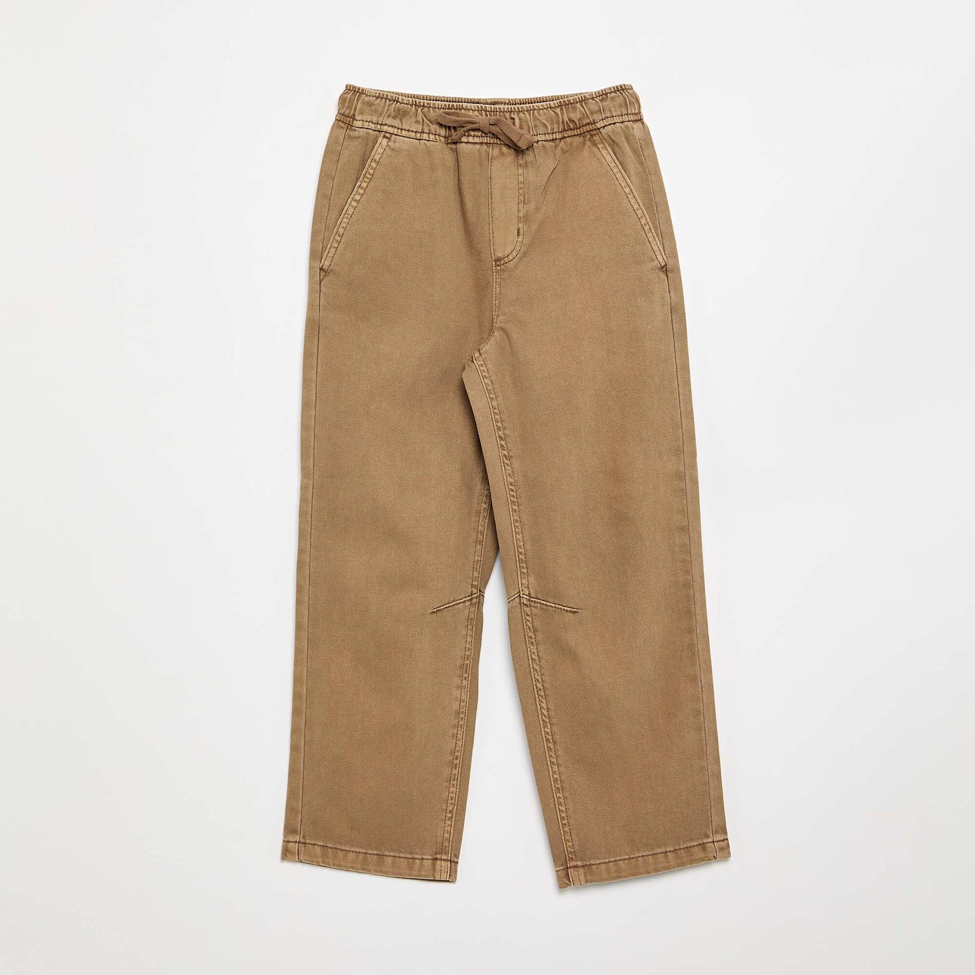 Relaxed Fit Trousers with Elasticated Waist BROWN