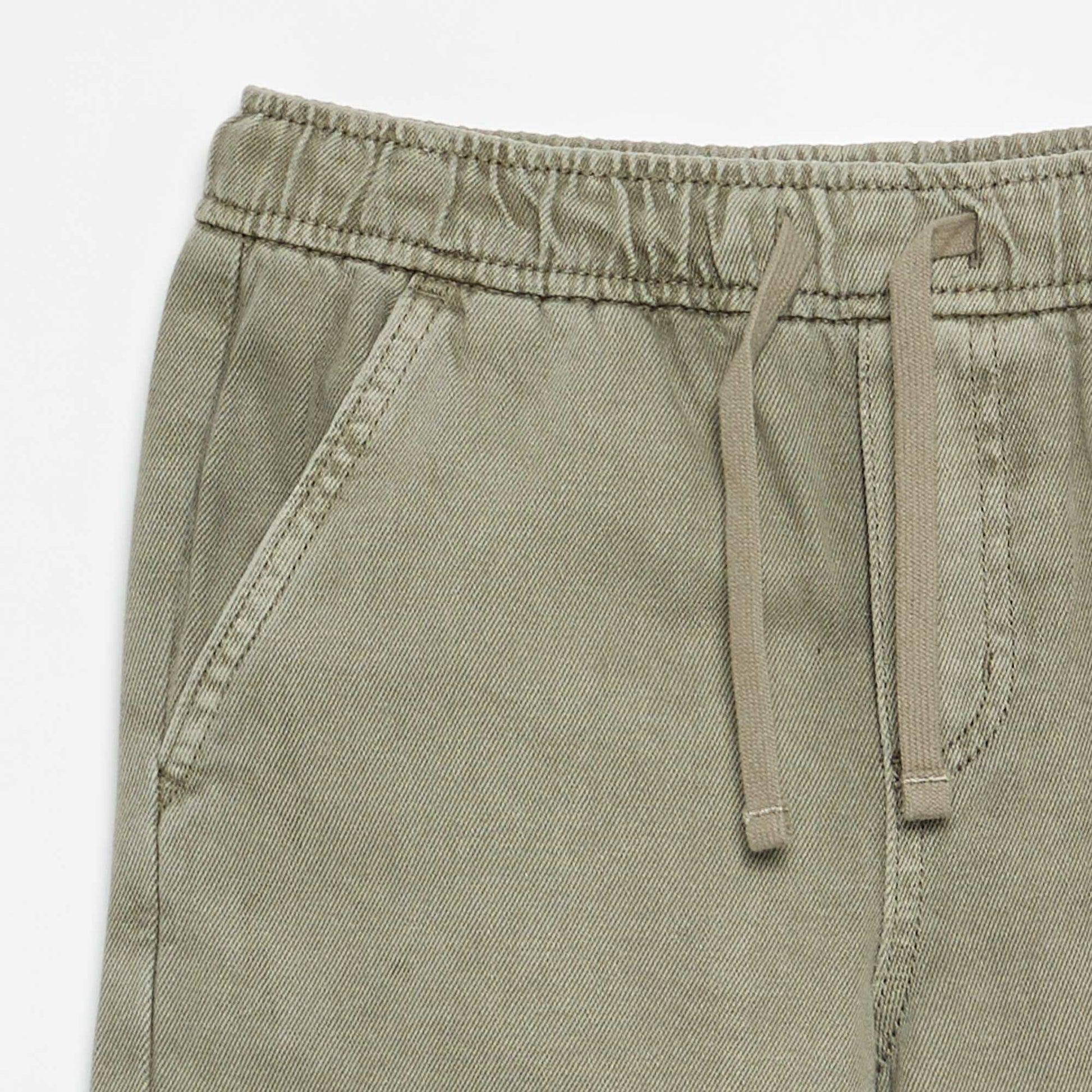 Relaxed Fit Trousers with Elasticated Waist GREEN