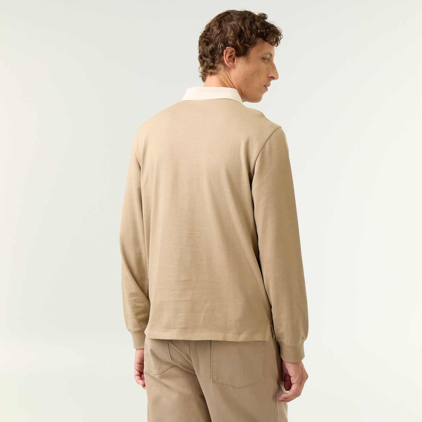 Long-sleeved rugby polo shirt BEIGE