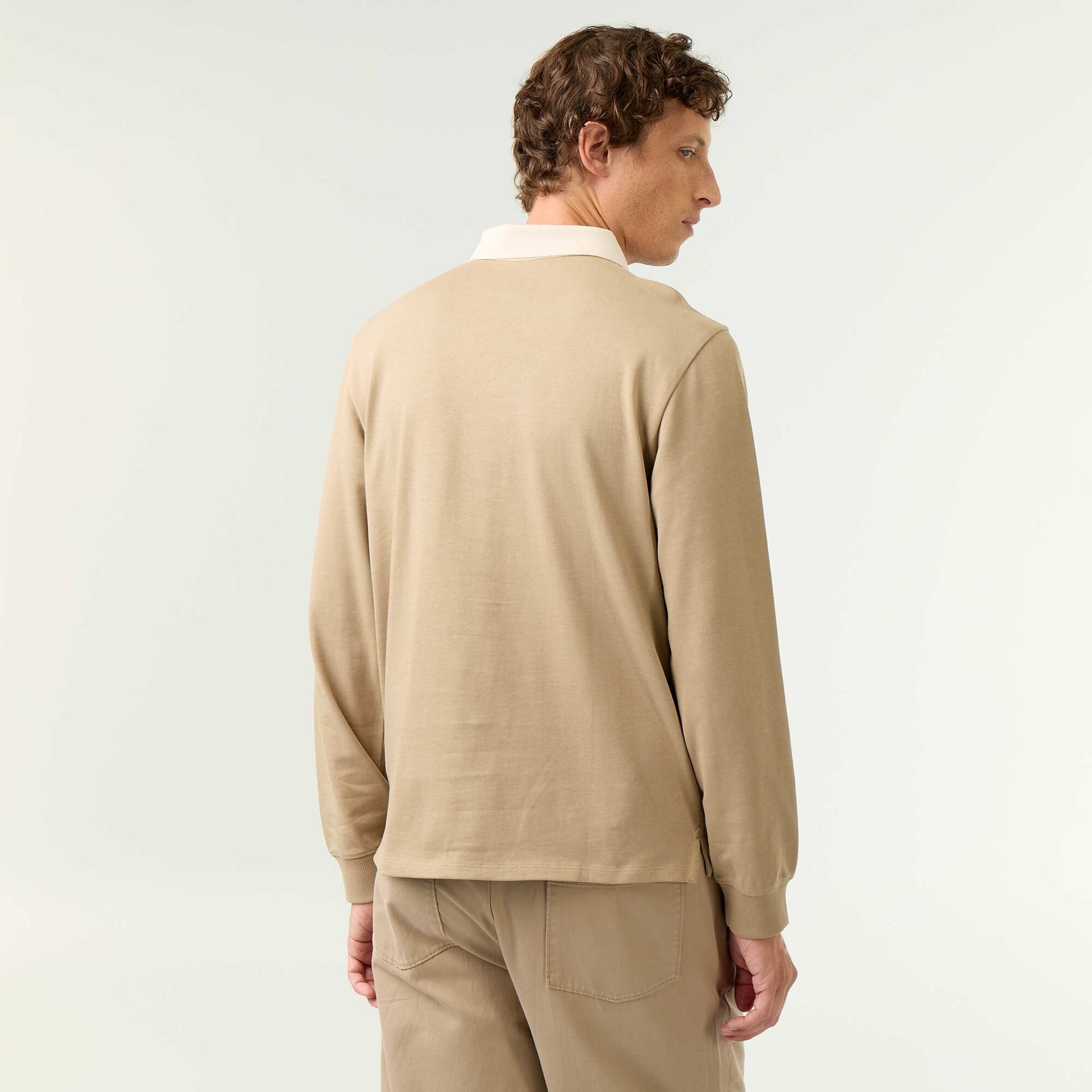 Long-sleeved rugby polo shirt BEIGE