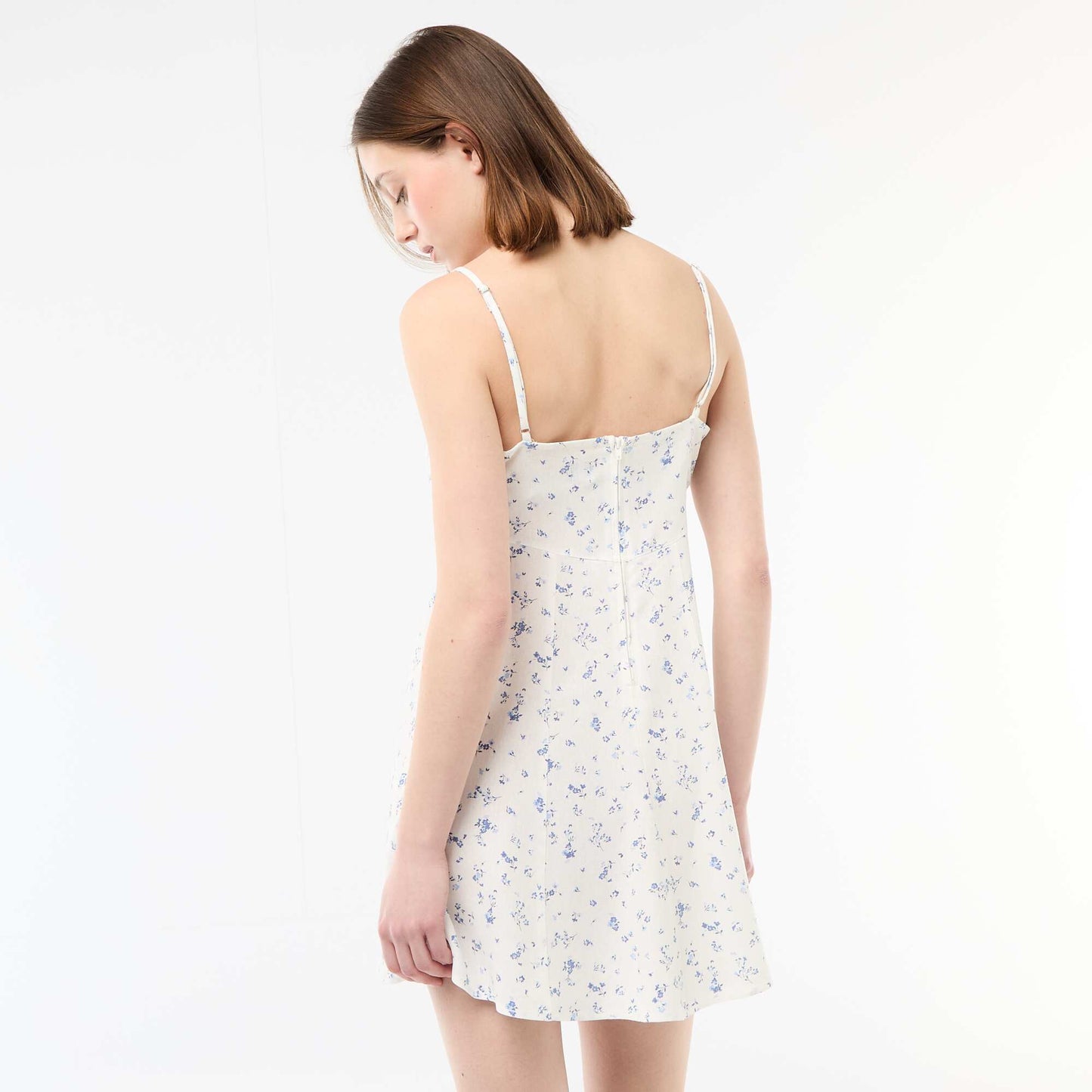 Floral Linen-Blend Dress WHITE