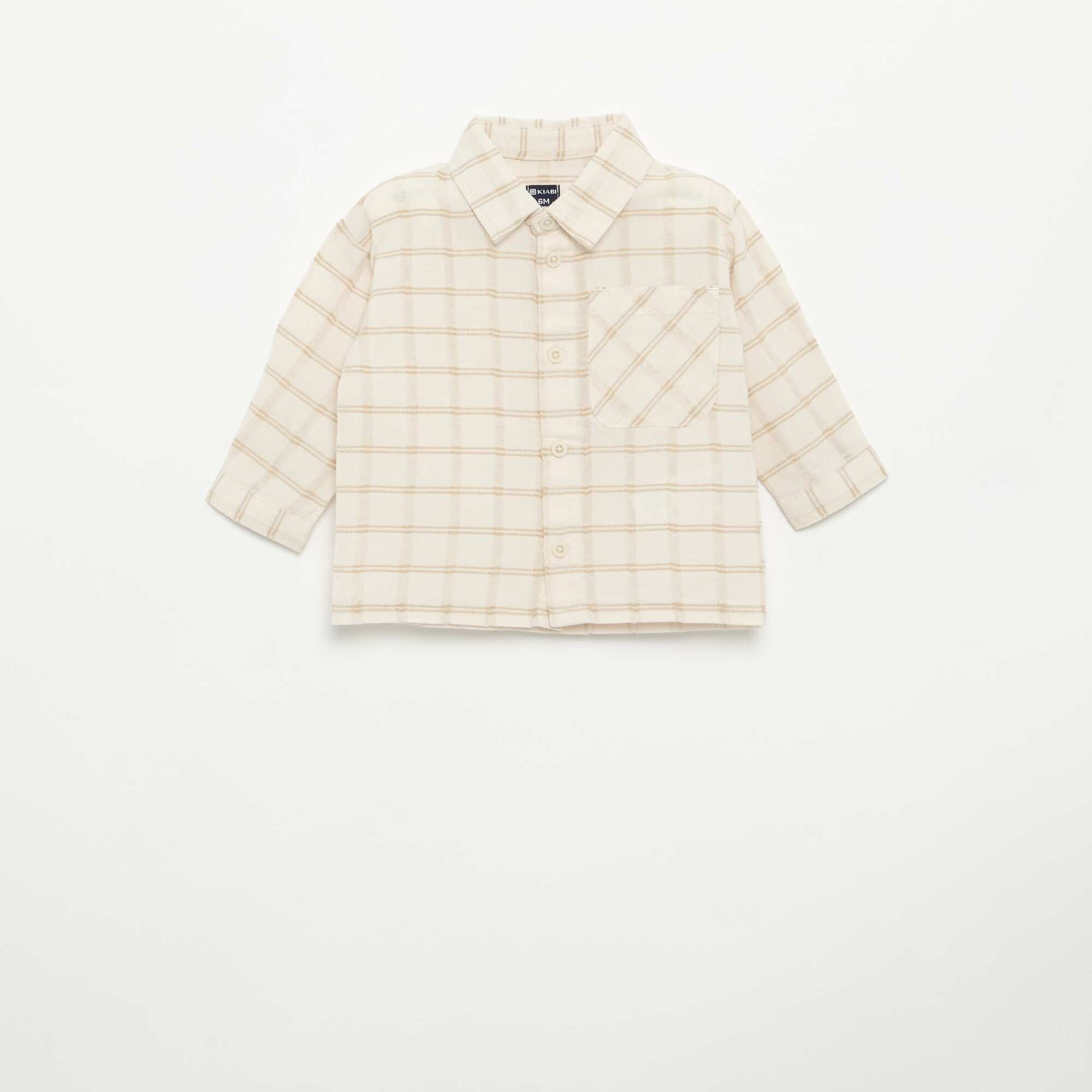 Striped long-sleeved shirt BEIGE