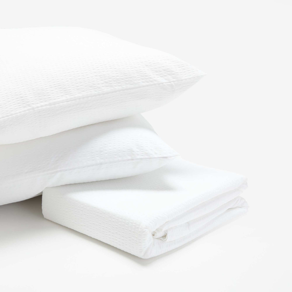 Seersucker Duvet Cover Set for 2 People  260 x 220cm WHITE
