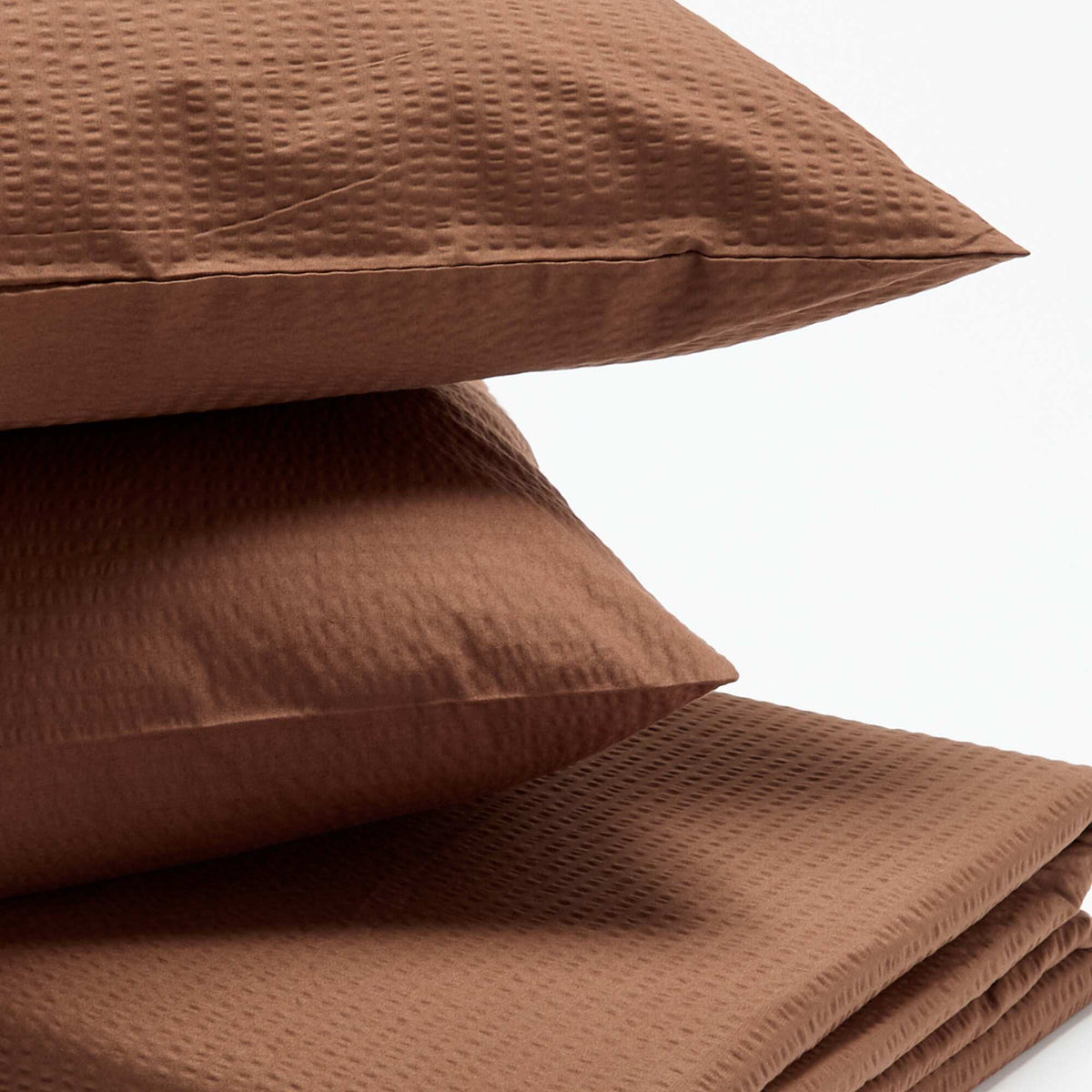 Seersucker Duvet Cover Set for 2 People  260 x 220cm BROWN