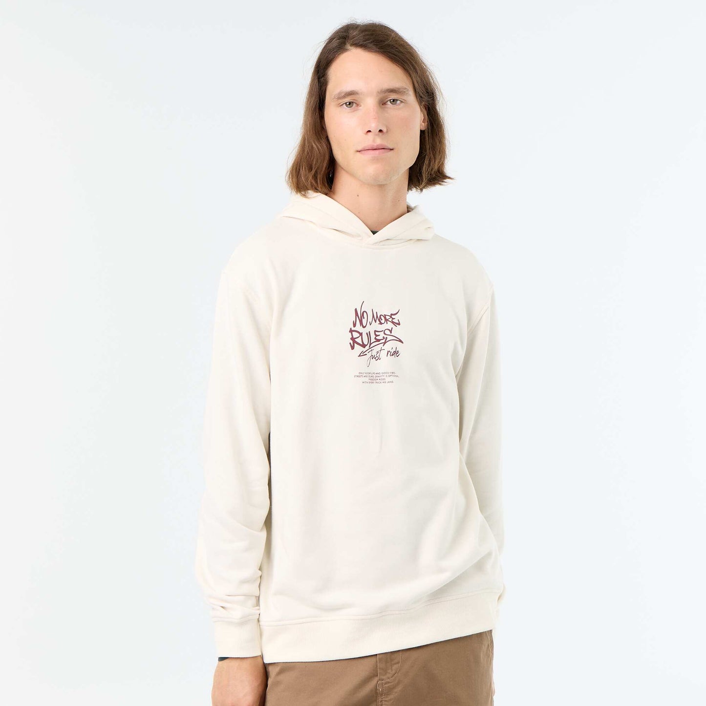 Printed fleece hoodie WHITE