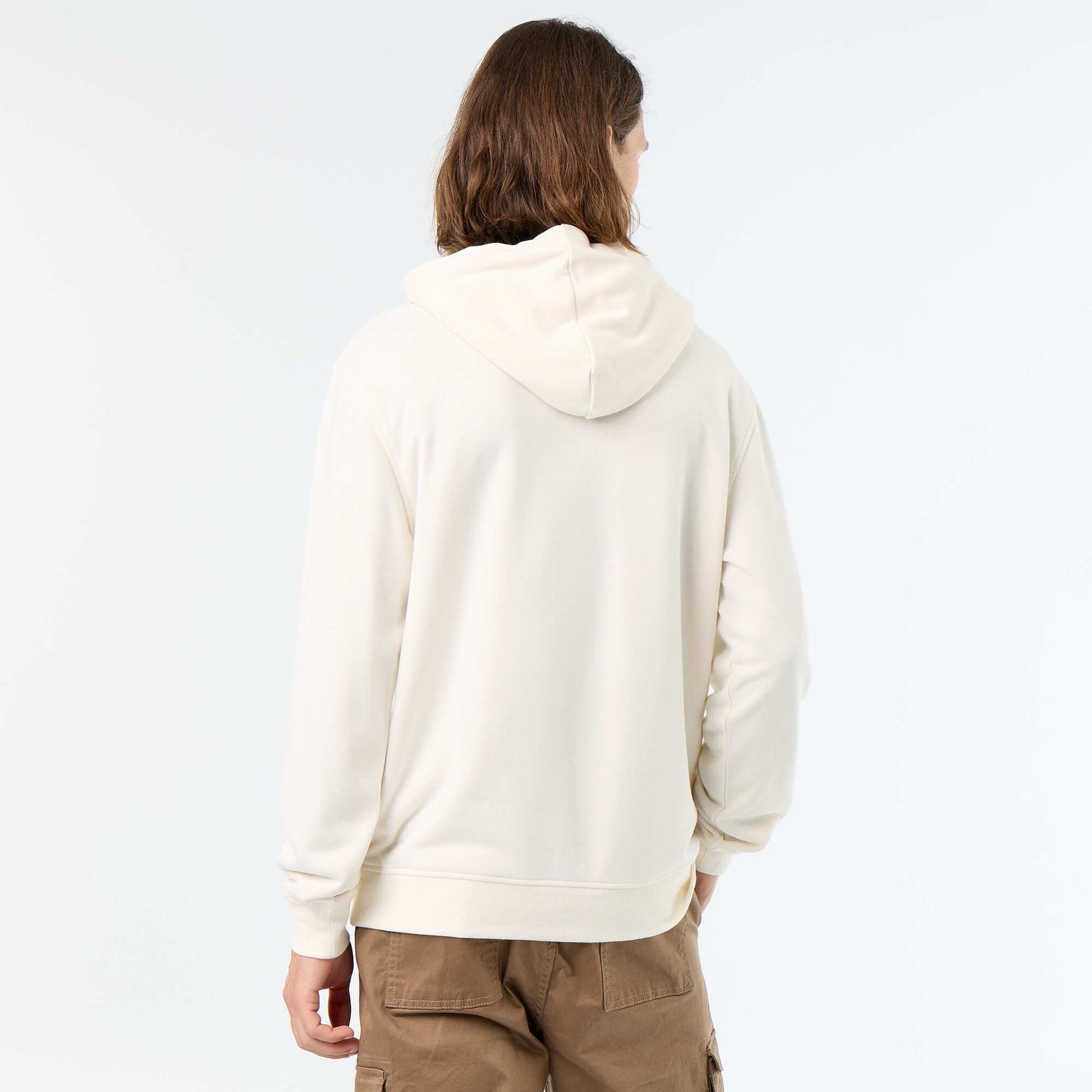 Printed fleece hoodie WHITE