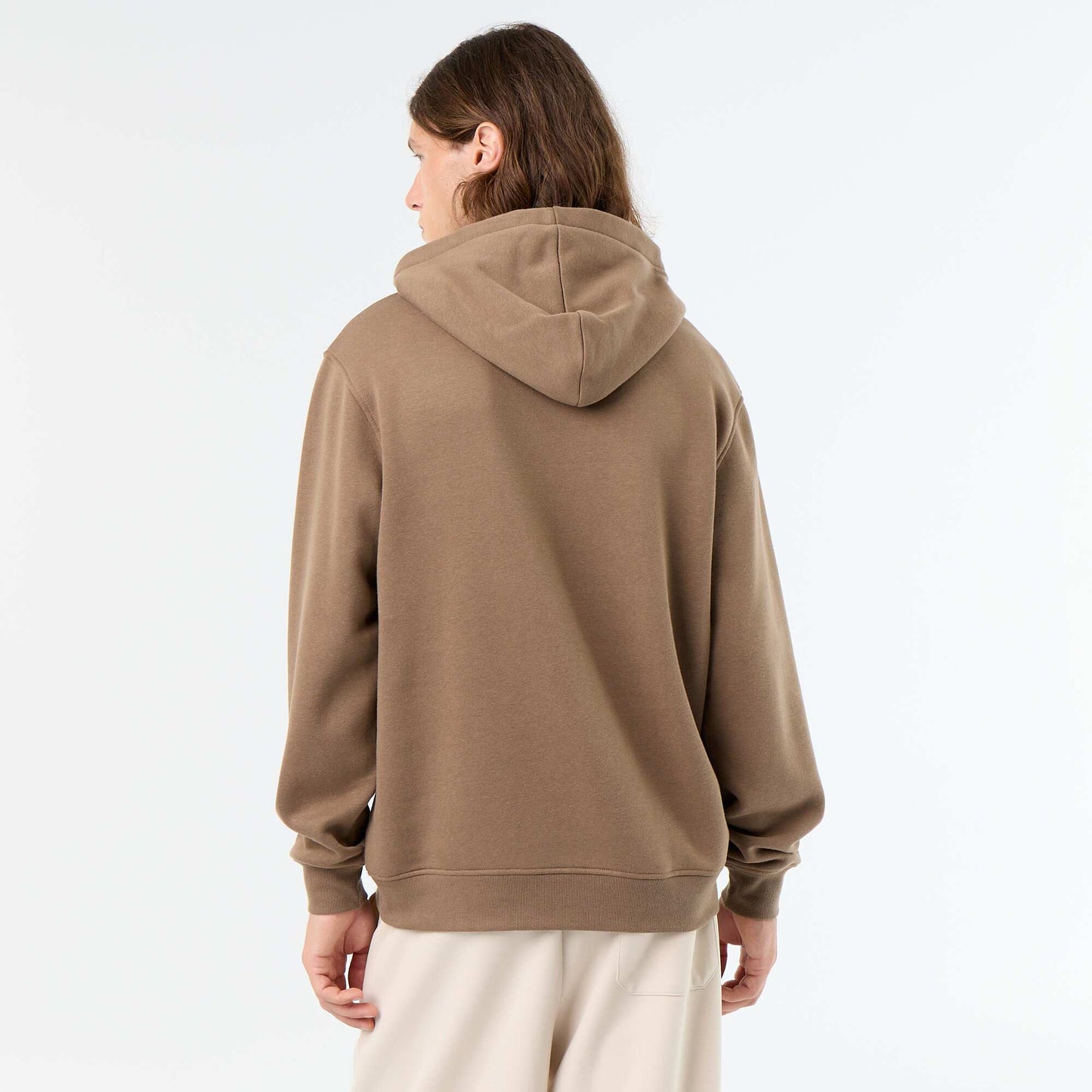 Printed fleece hoodie BROWN