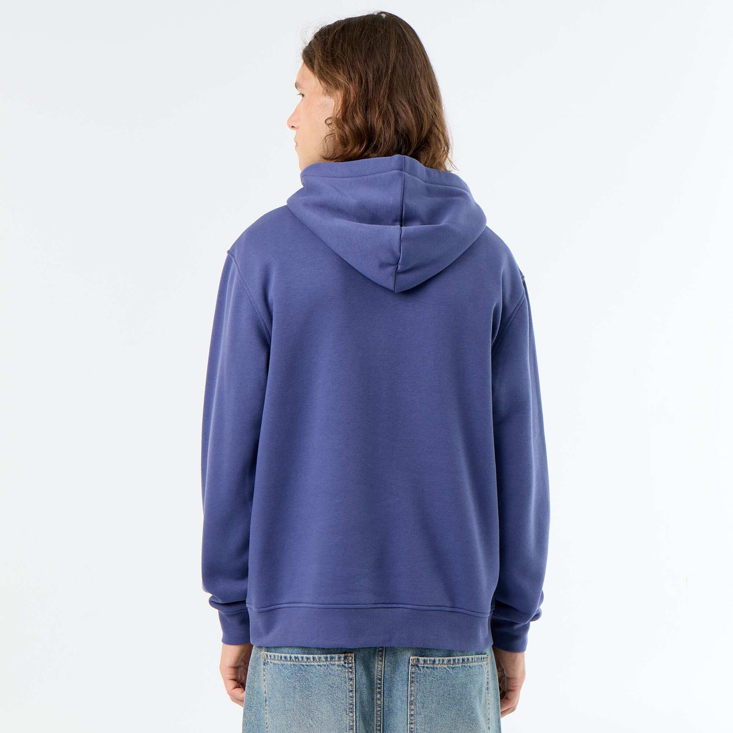 Printed fleece hoodie BLUE