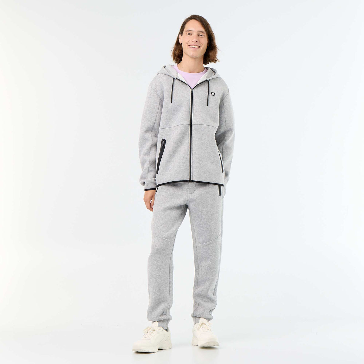 Neoprene-style hooded sweatshirt GREY