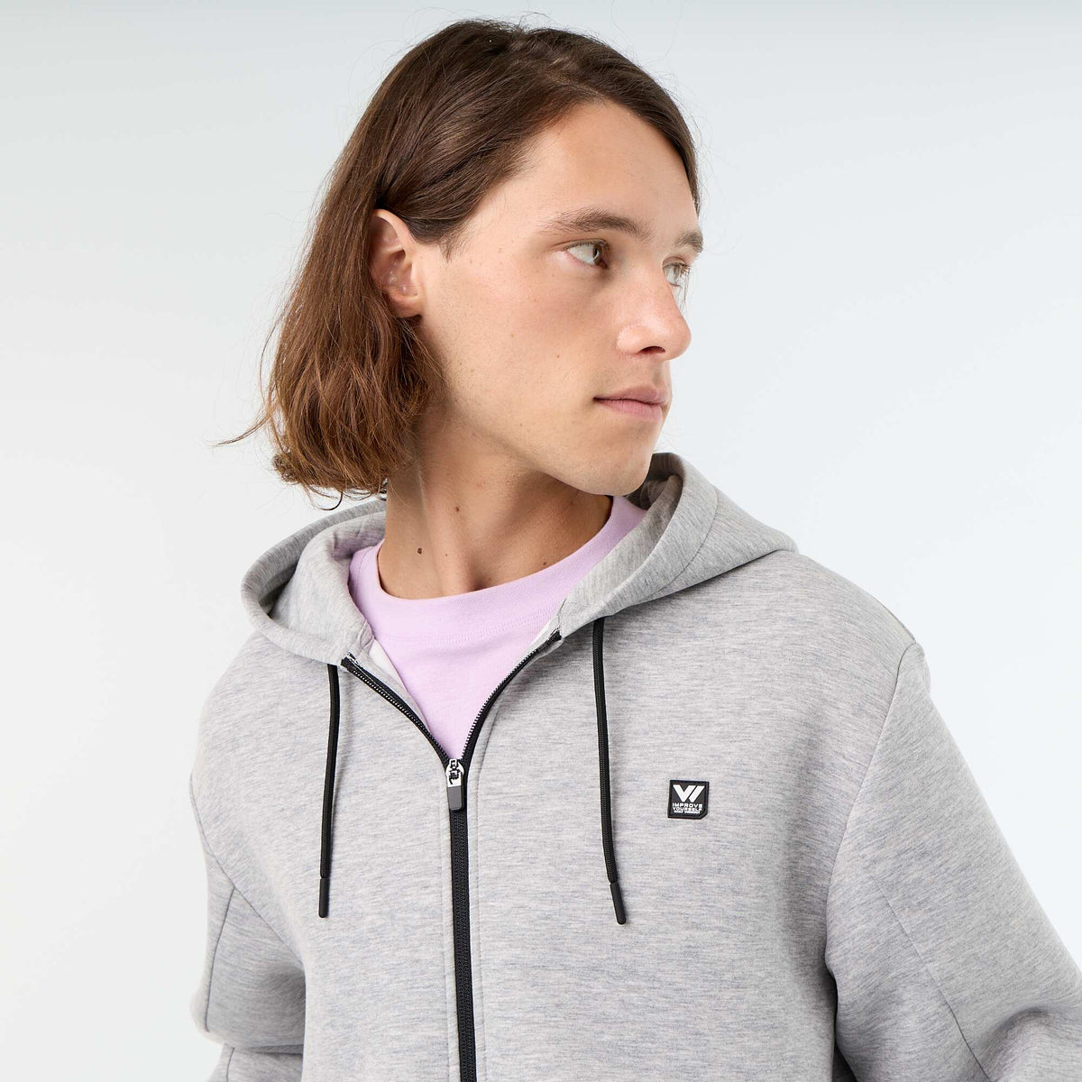 Neoprene-style hooded sweatshirt GREY
