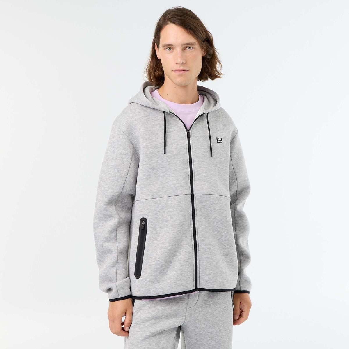 Neoprene-style hooded sweatshirt GREY