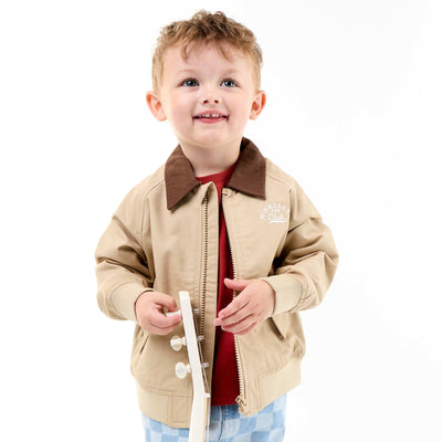Zipped jacket with contrasting collar BEIGE