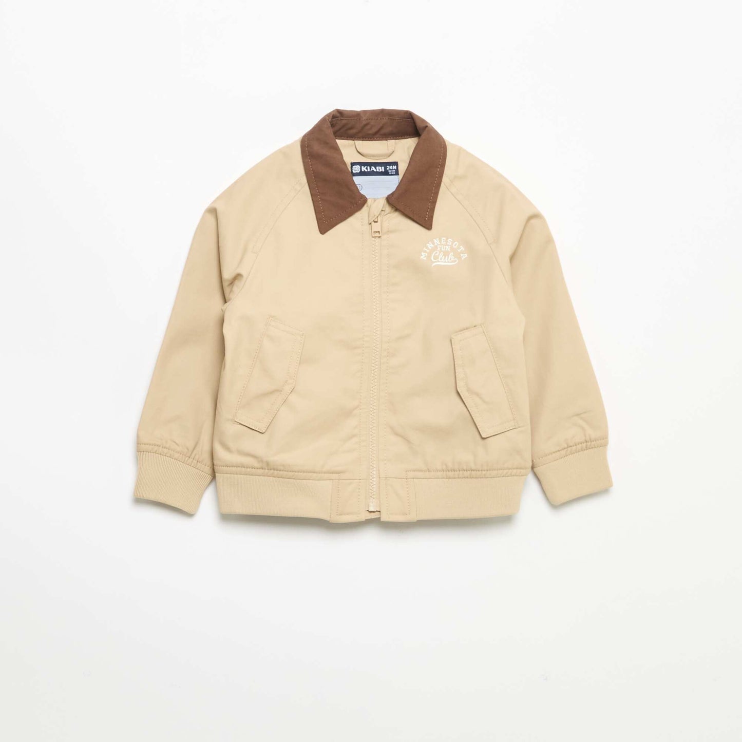 Zipped jacket with contrasting collar BEIGE