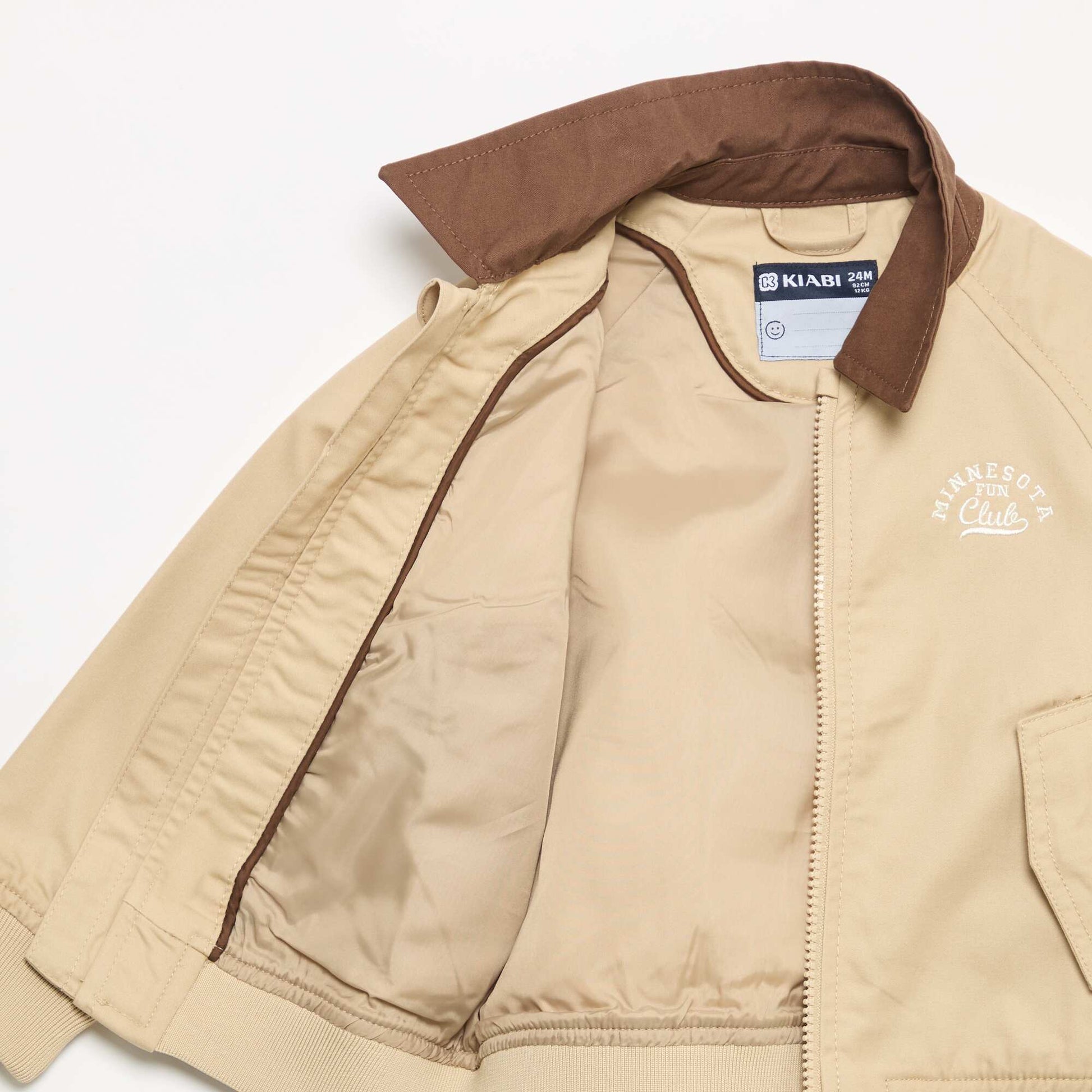 Zipped jacket with contrasting collar BEIGE