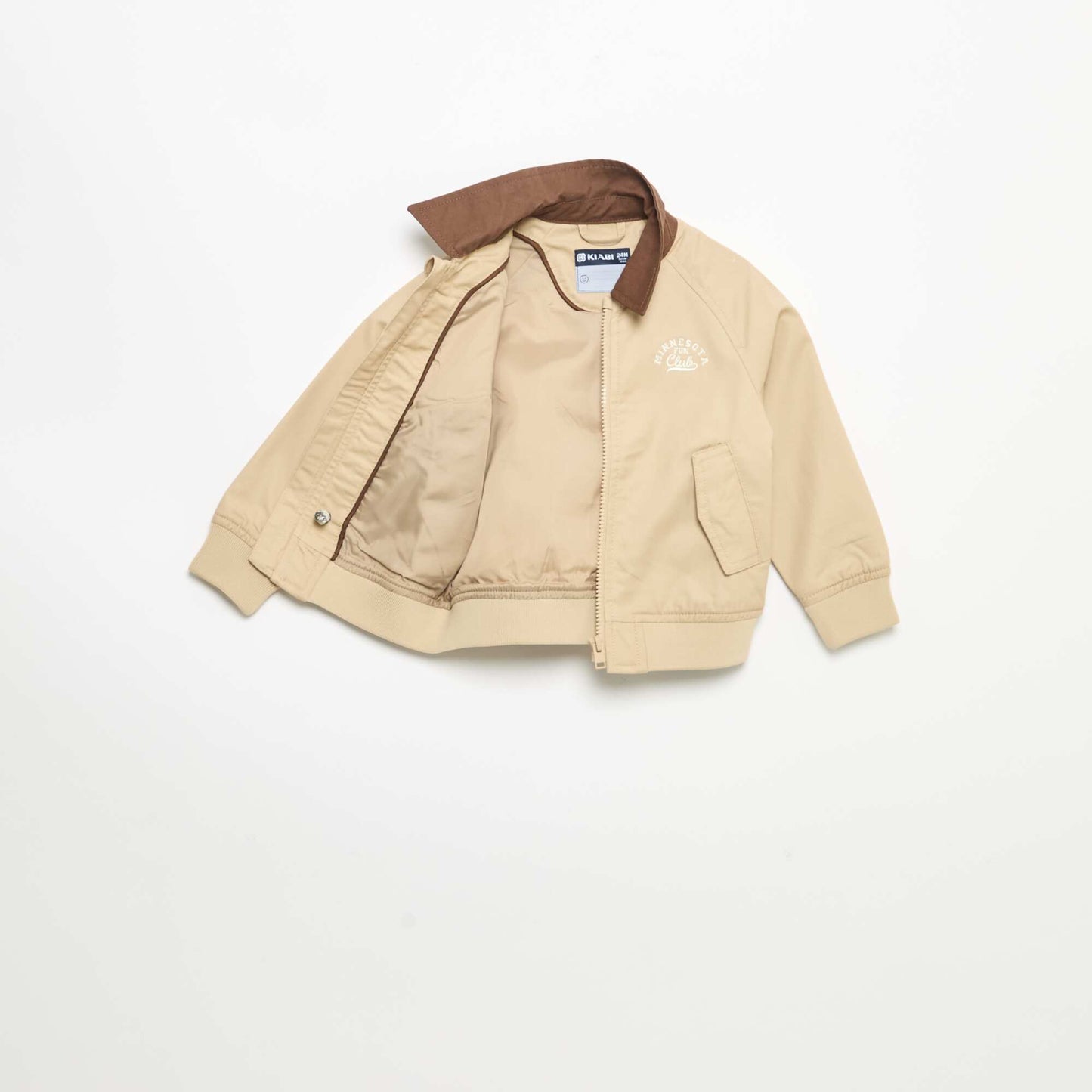 Zipped jacket with contrasting collar BEIGE
