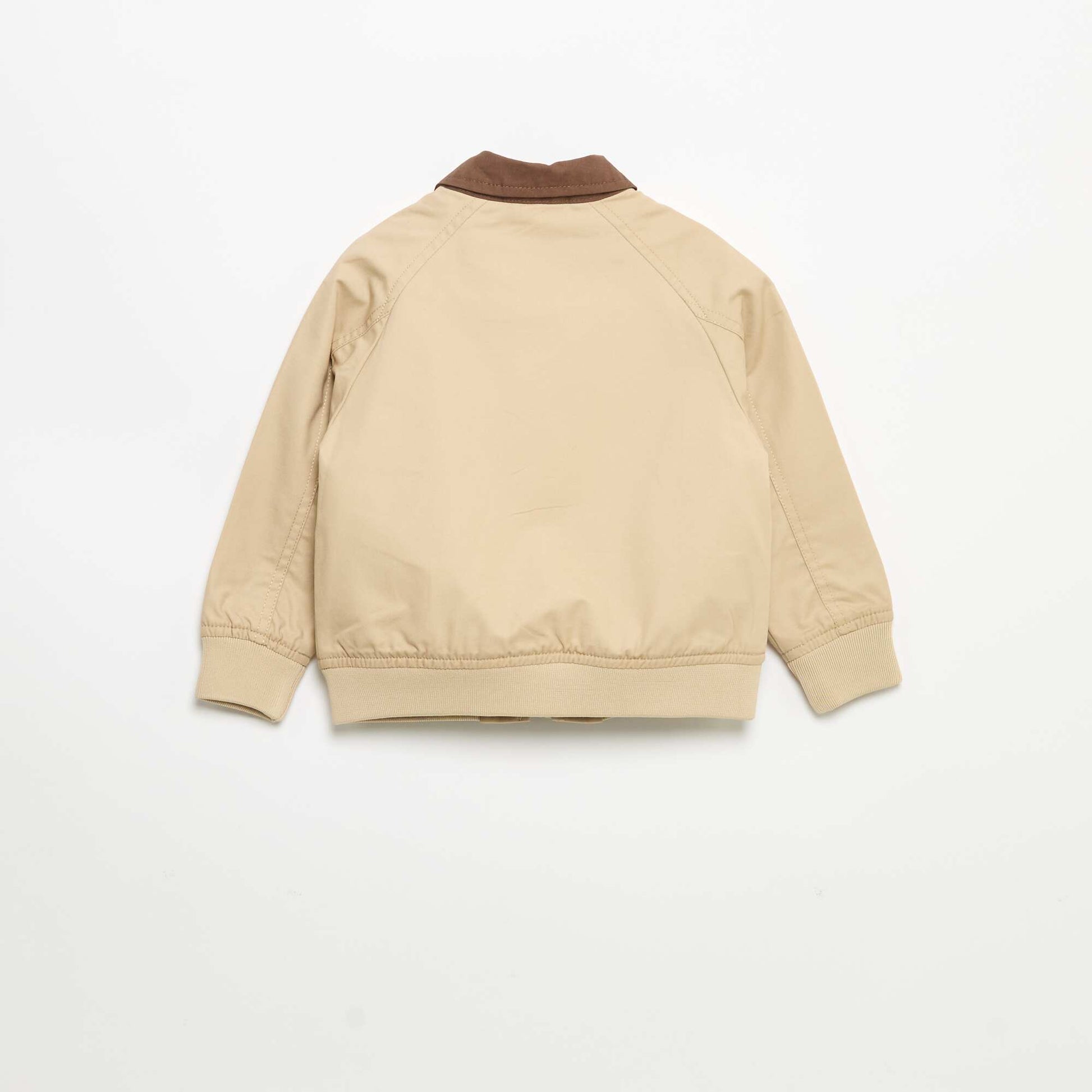 Zipped jacket with contrasting collar BEIGE