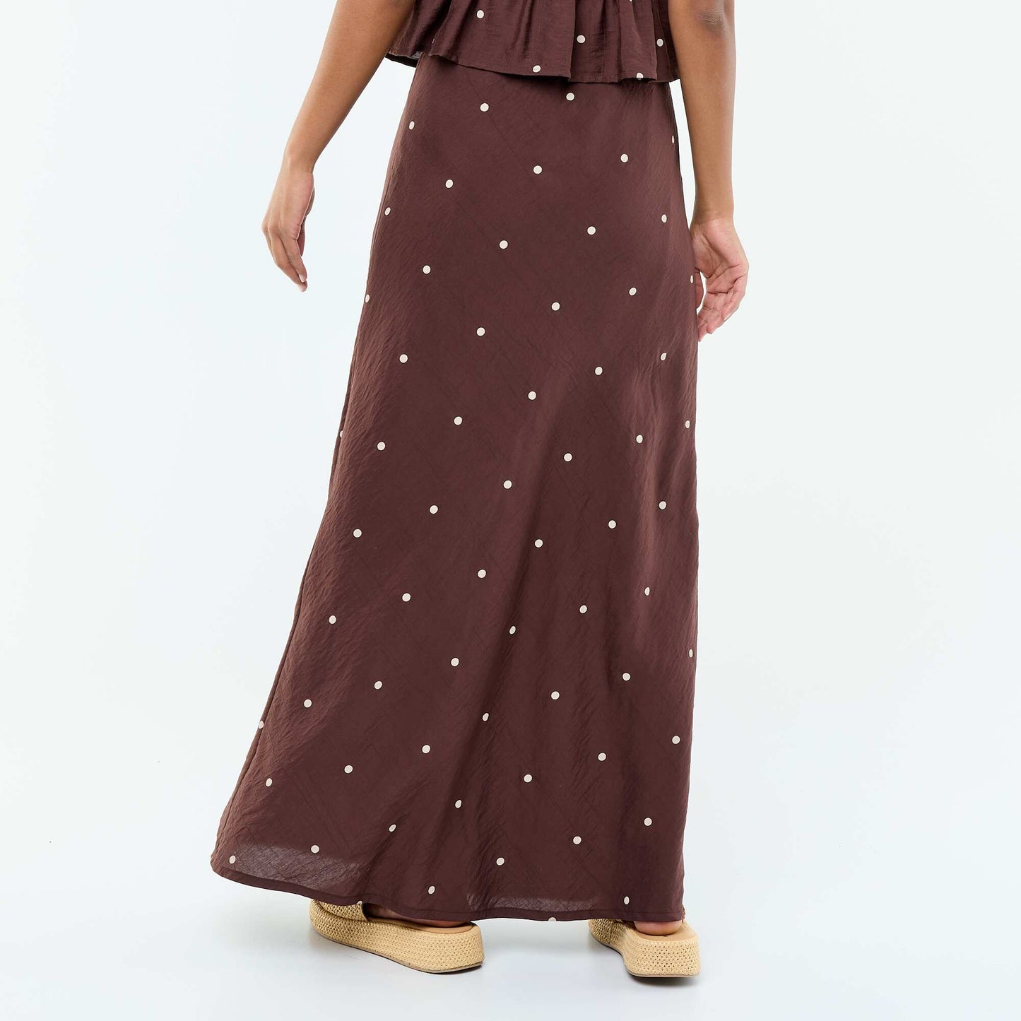 Polka Dot Maxi Skirt BROWN