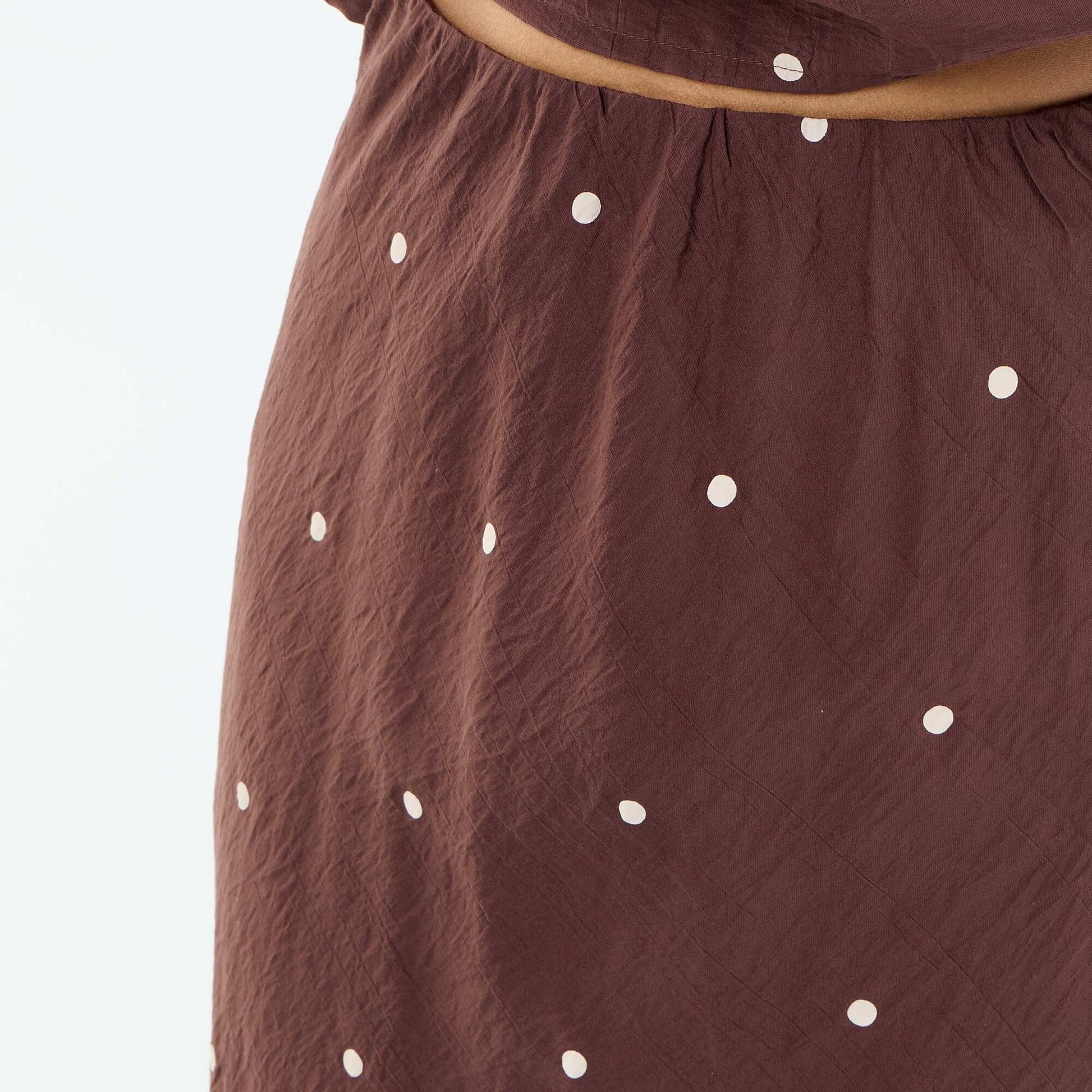 Polka Dot Maxi Skirt BROWN