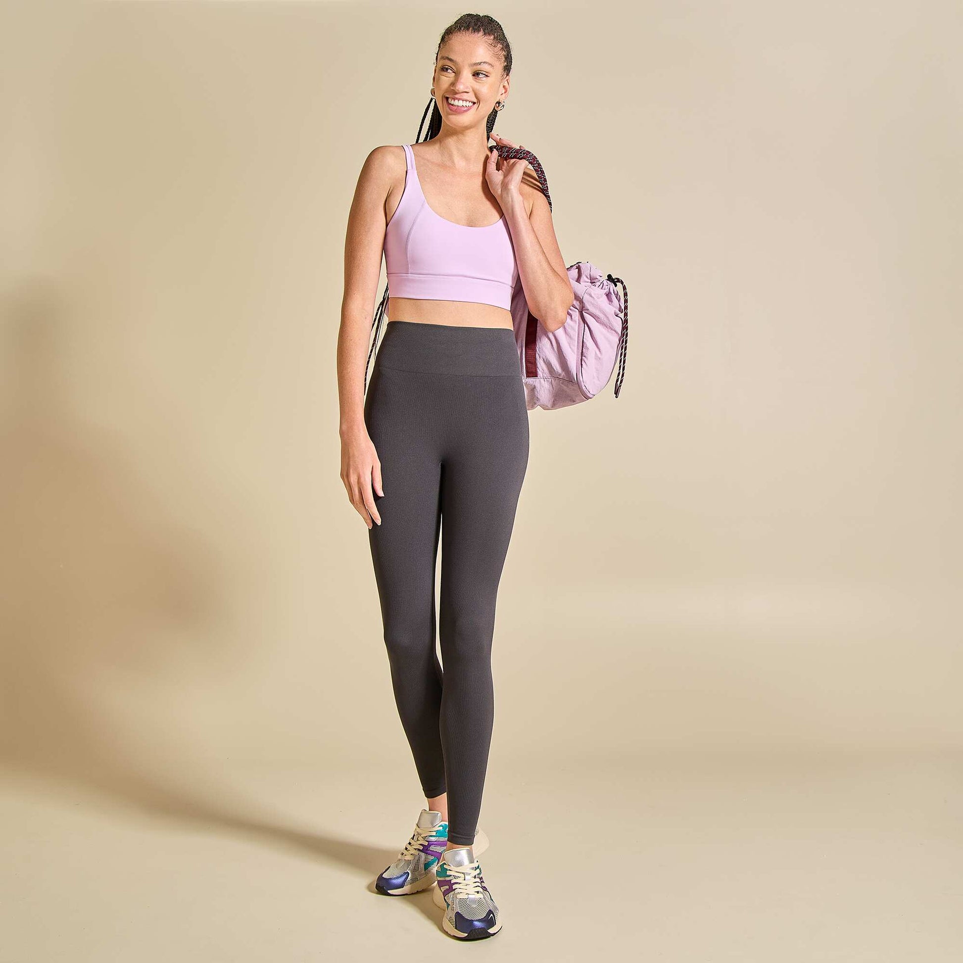 Ribbed Sports Leggings BLACK