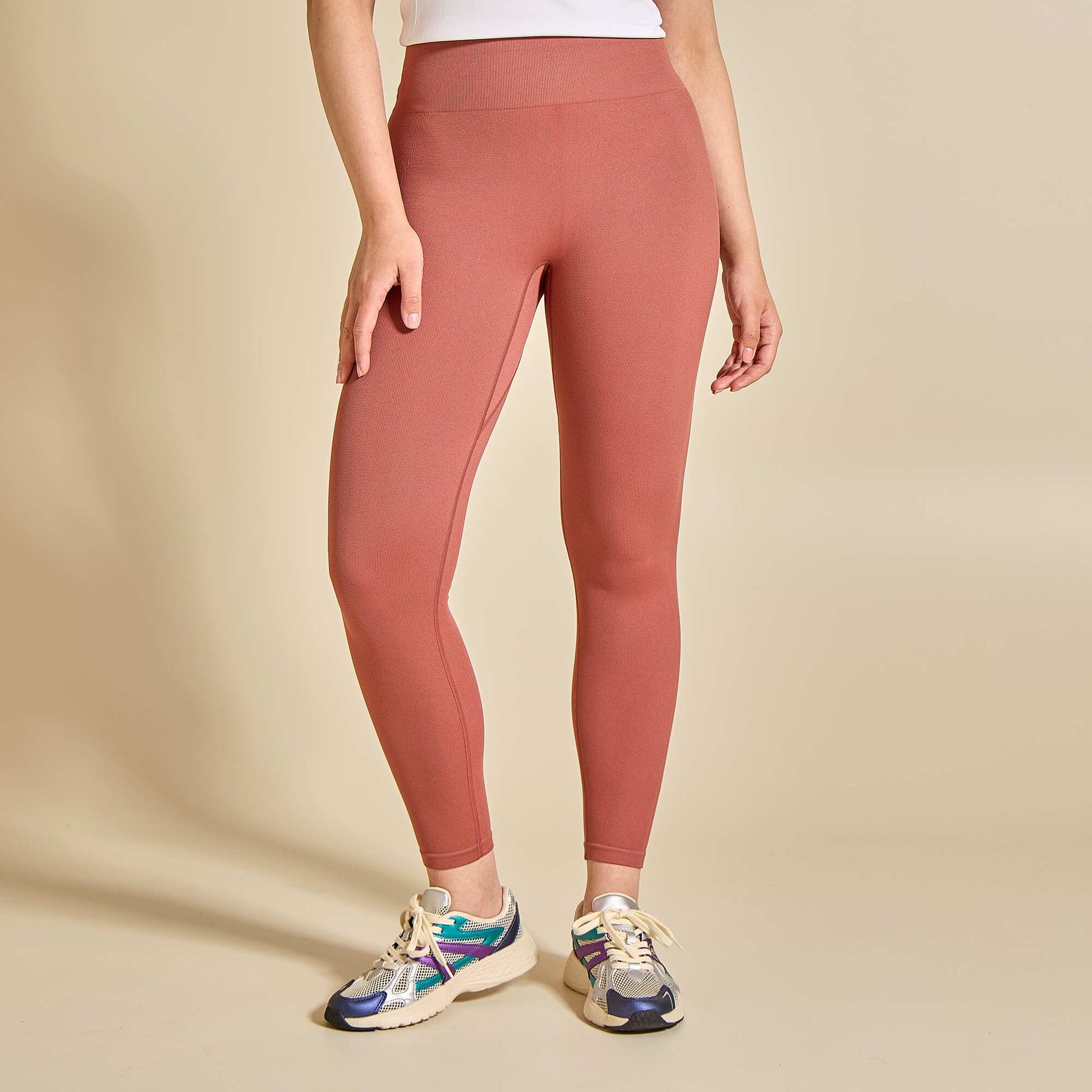 Ribbed Sports Leggings BROWN