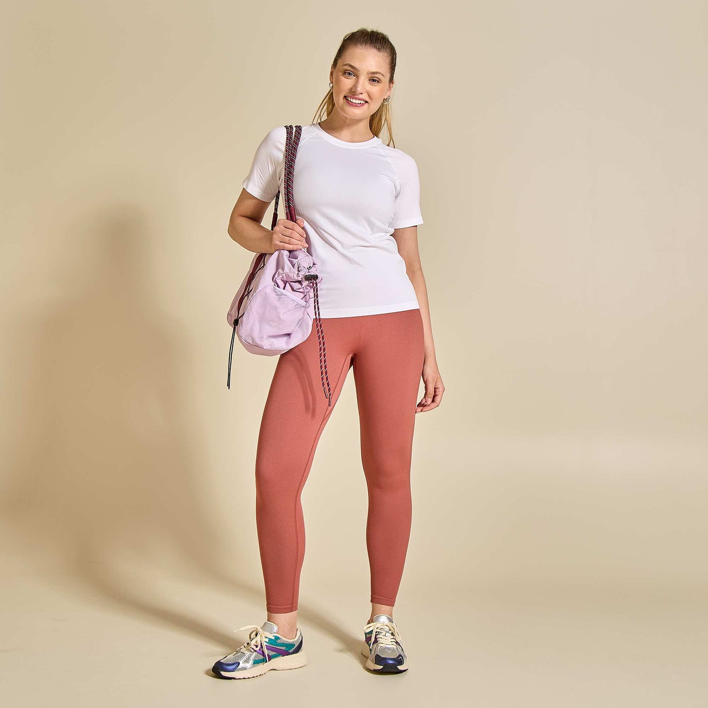 Ribbed Sports Leggings BROWN