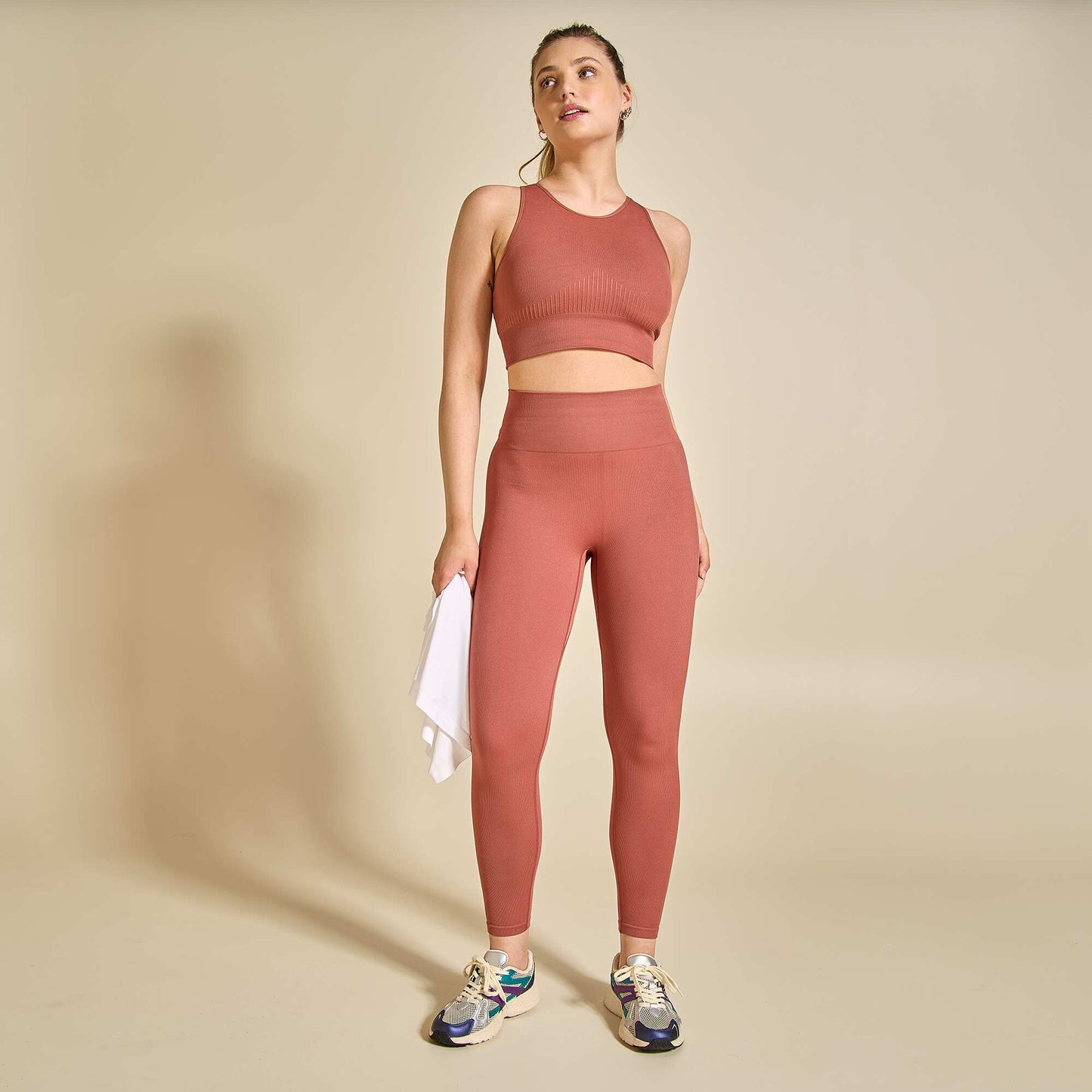 Ribbed Sports Leggings BROWN