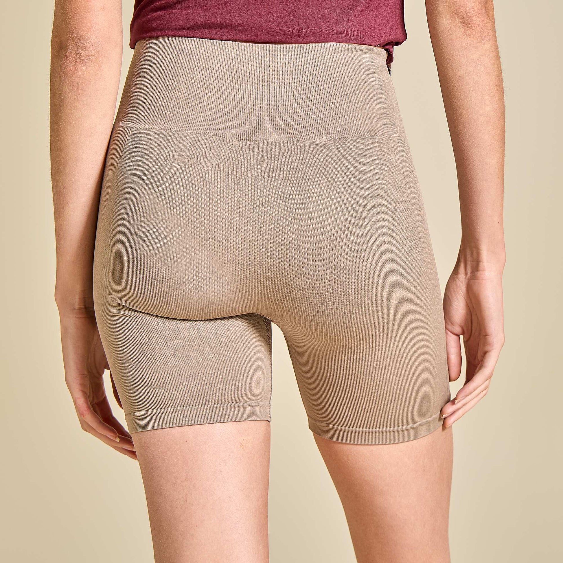 Ribbed Sports Cycling Shorts BEIGE