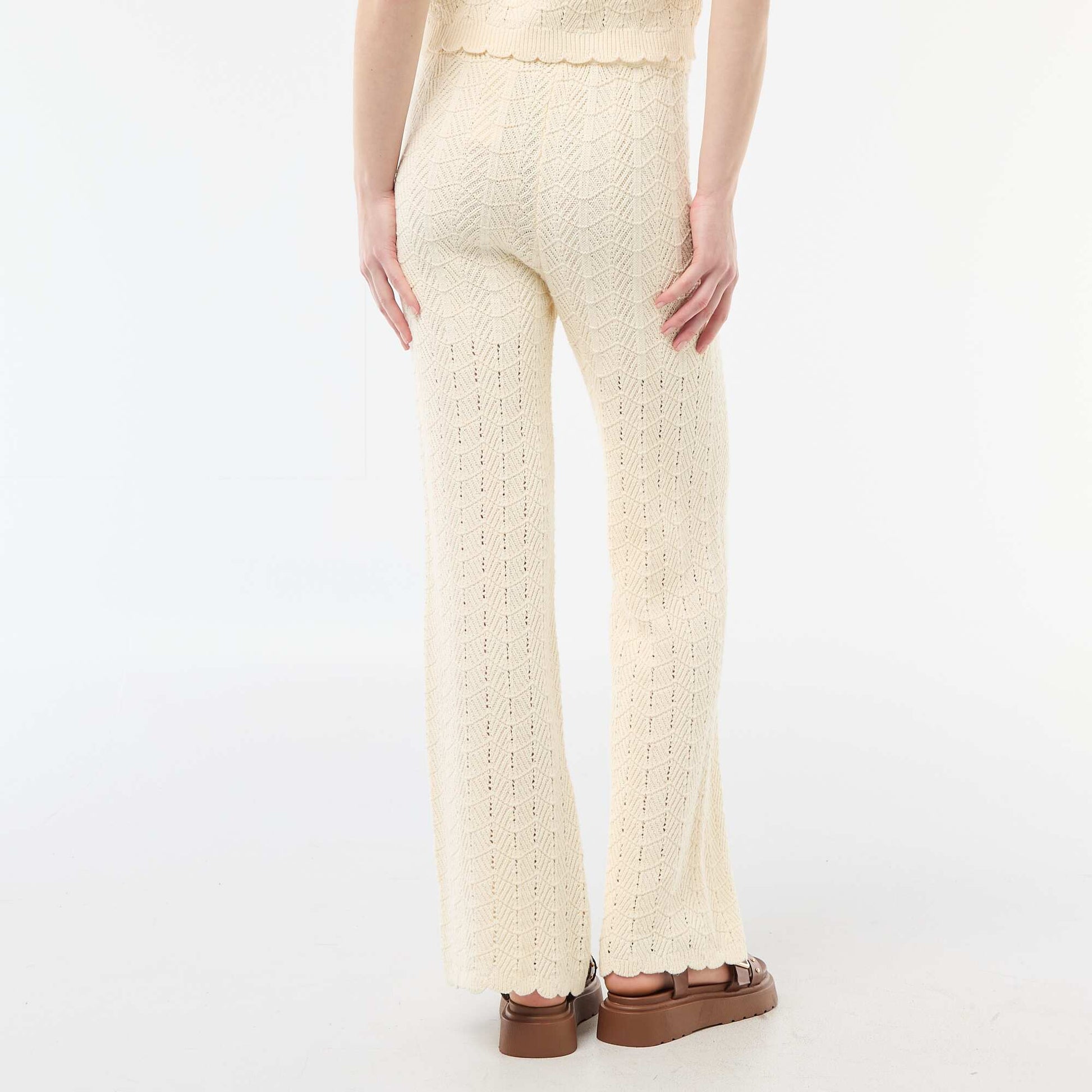 Crochet Wide-Leg Pants BEIGE