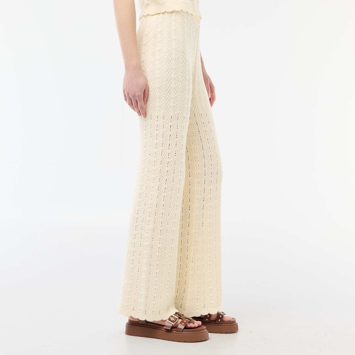 Crochet Wide-Leg Pants BEIGE